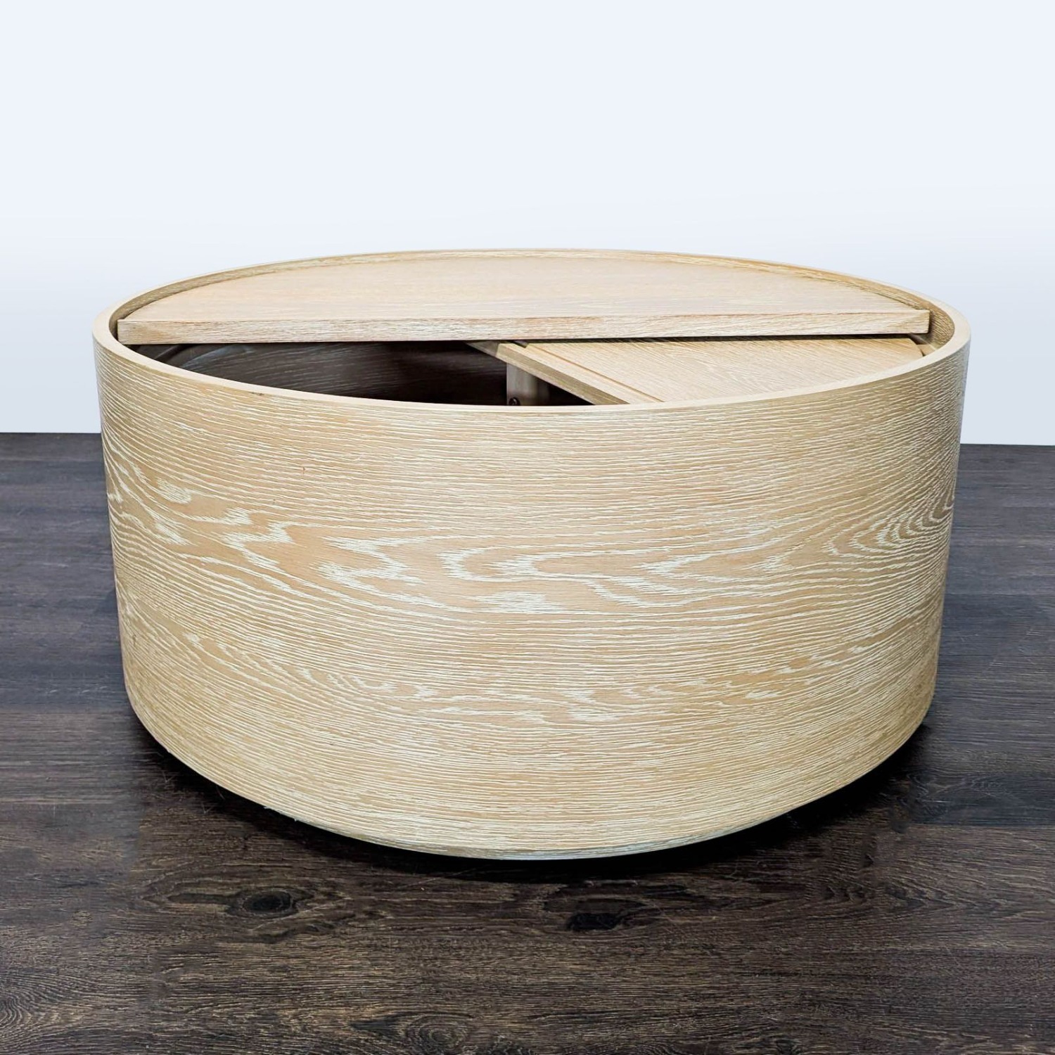 West Elm Volume Round Storage Drum Coffee Table - image-5