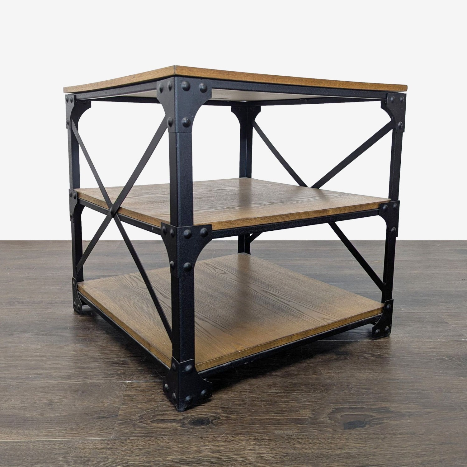 Metal & Wood Industrial Style End Table - image-1