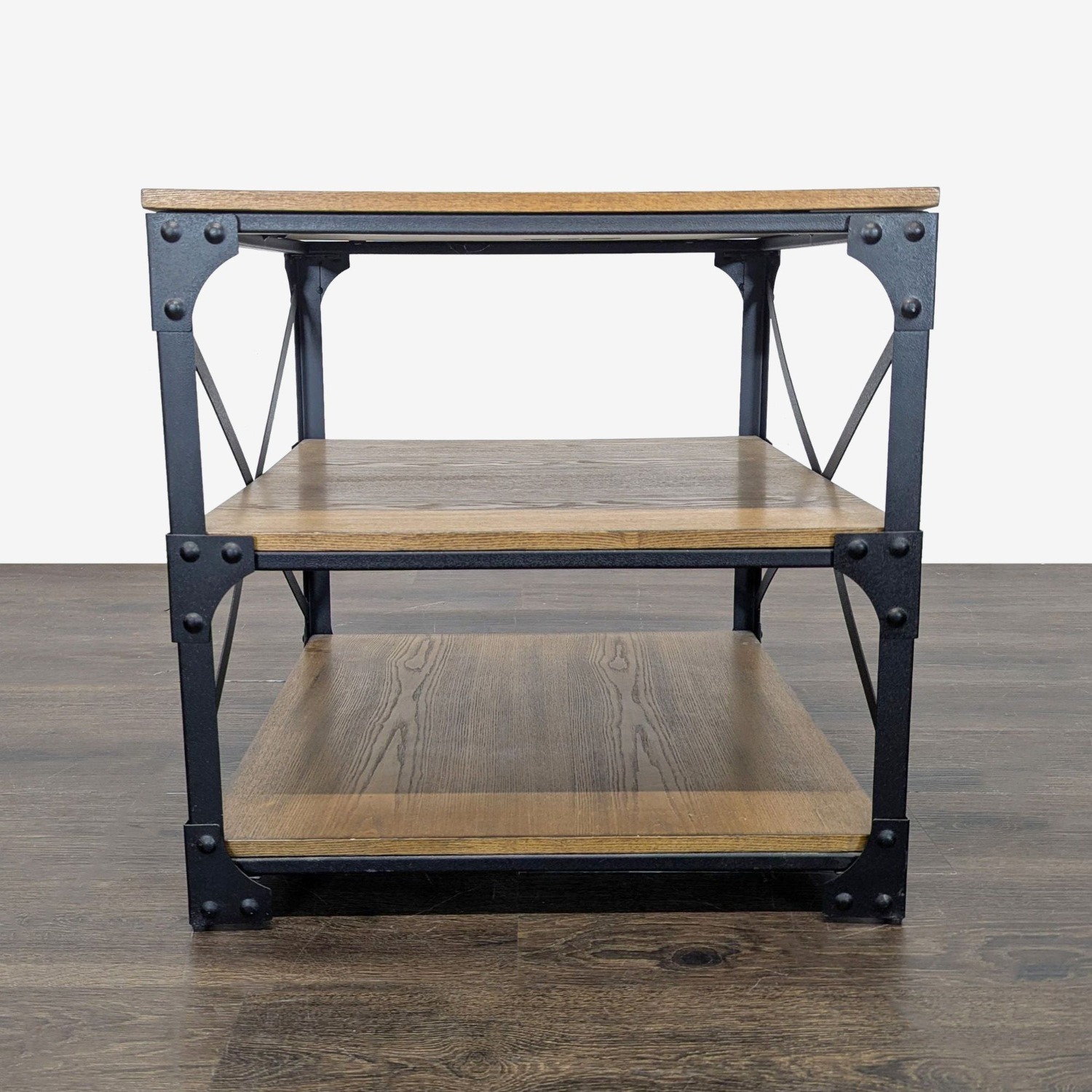 Metal & Wood Industrial Style End Table - image-6