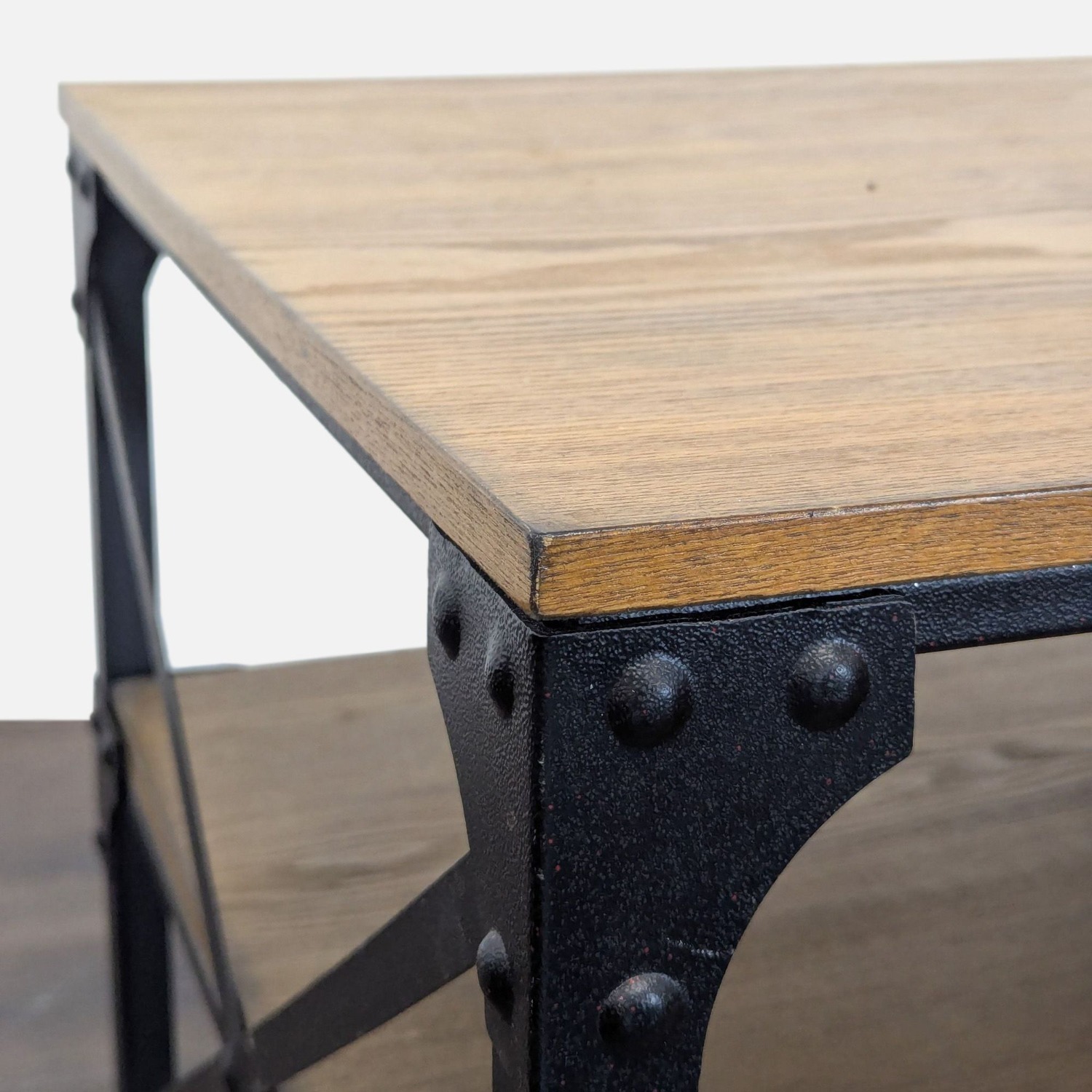 Metal & Wood Industrial Style End Table - image-2