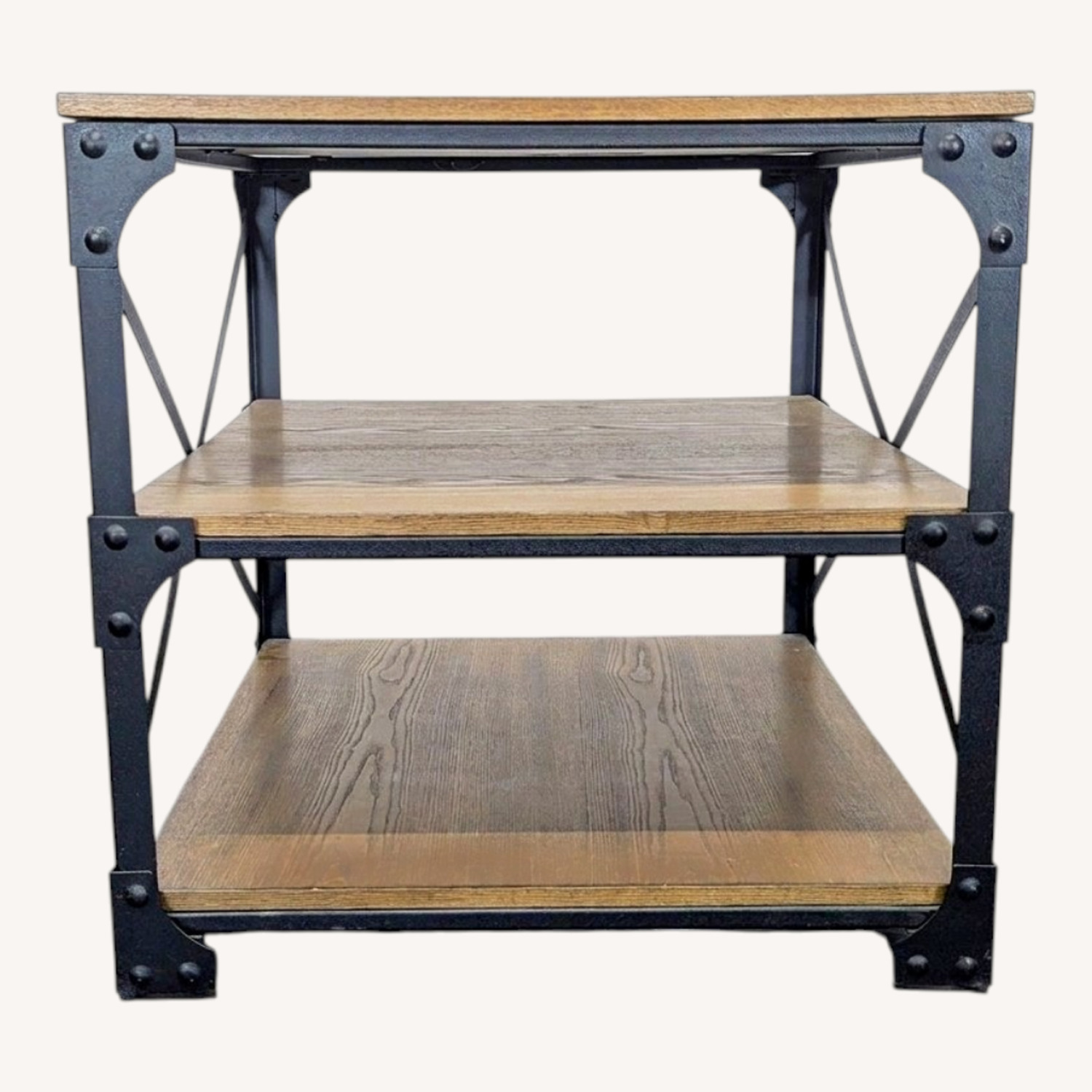 Metal & Wood Industrial Style End Table - image-0
