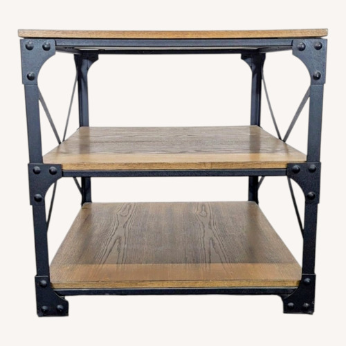 Used Metal & Wood Industrial Style End Table	 for sale on AptDeco