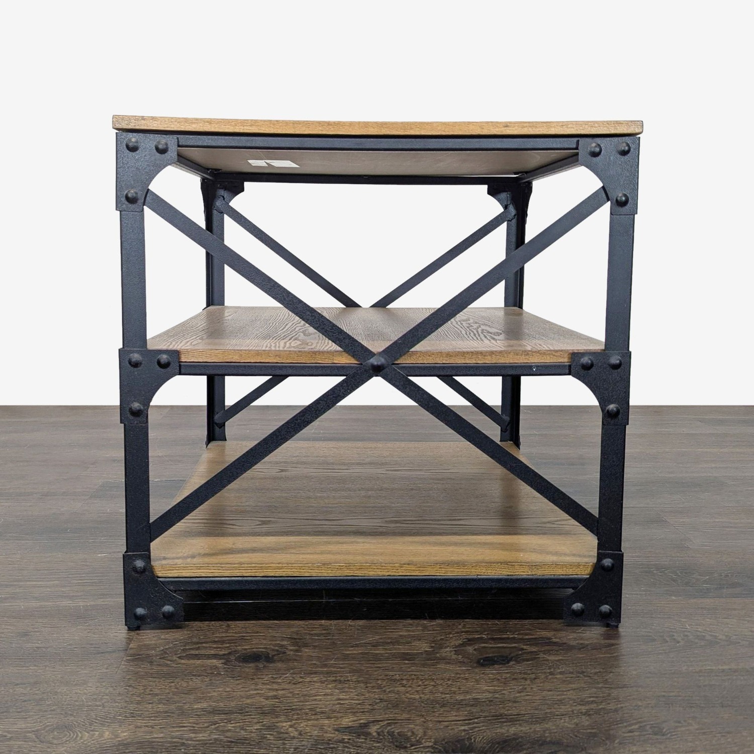 Metal & Wood Industrial Style End Table - image-5
