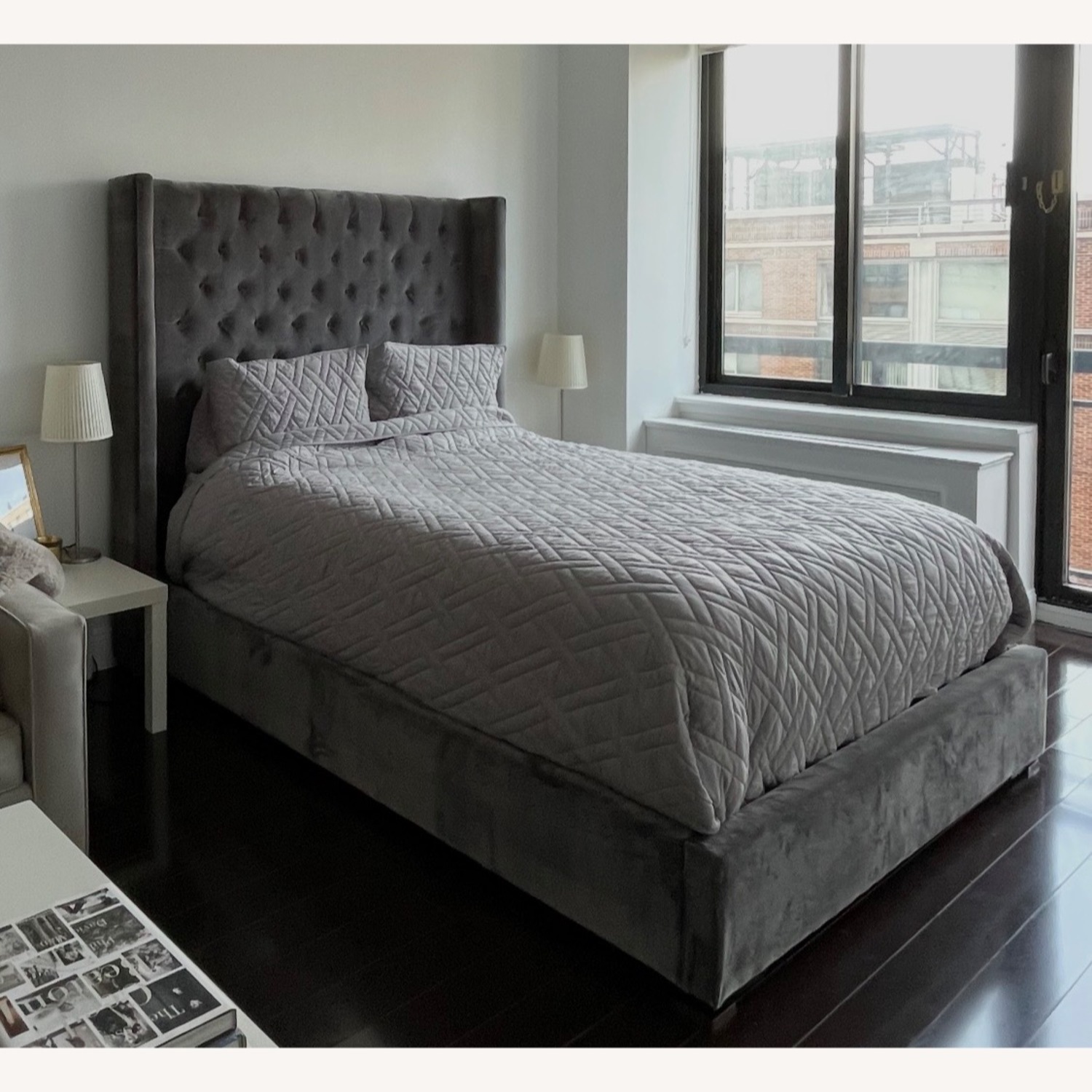 Saatva Amalfi Grey Velvet Queen Bed - image-2