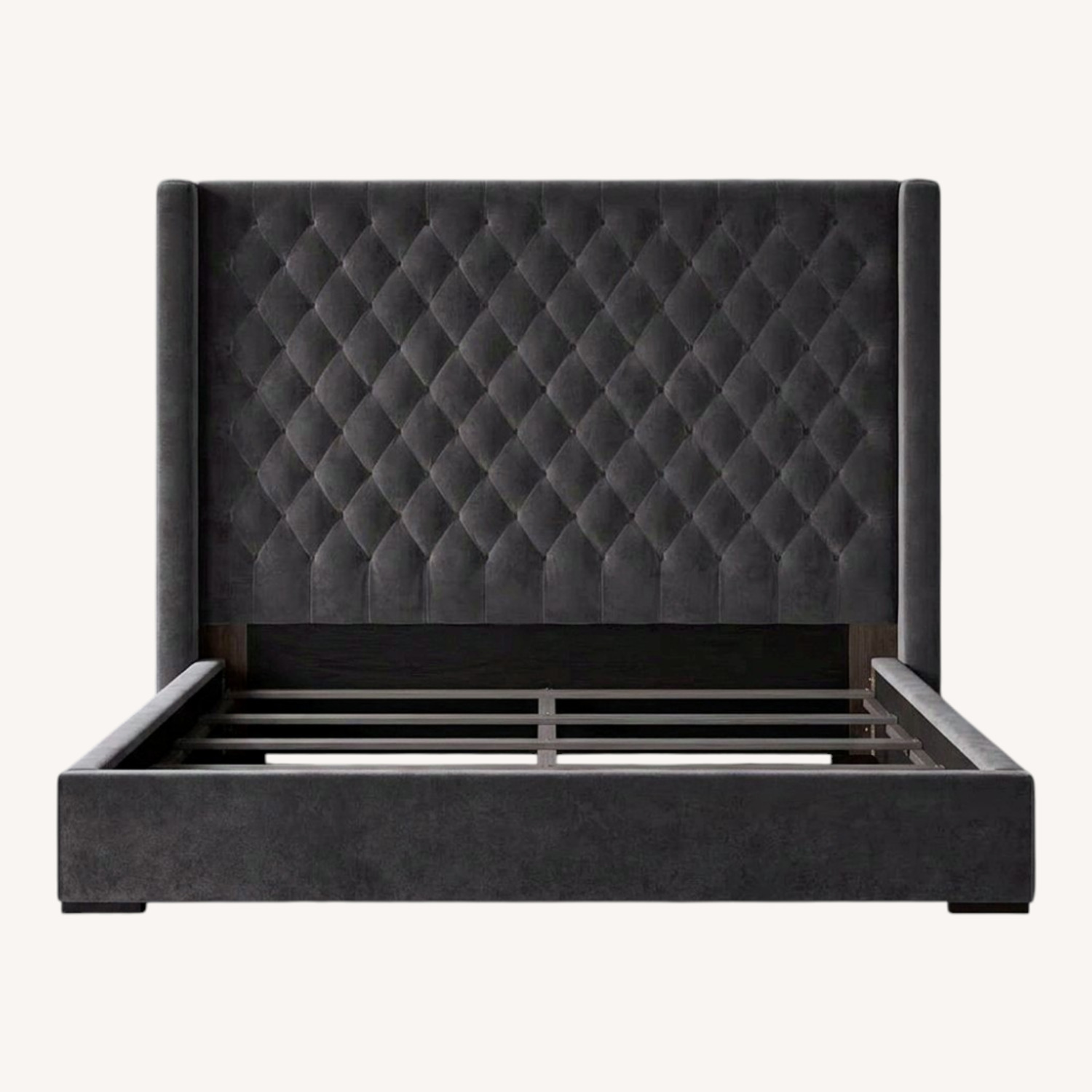 Saatva Amalfi Grey Velvet Queen Bed - image-0