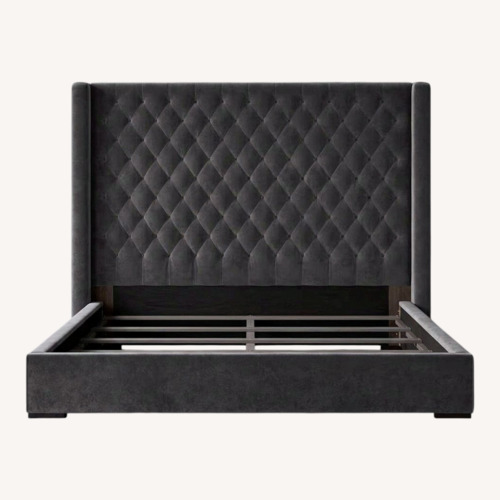 Used Saatva Amalfi Grey Velvet Queen Bed for sale on AptDeco