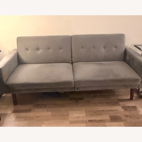 Used IKEA Light Gray Faux Leather Sleeper Sofa for sale on AptDeco