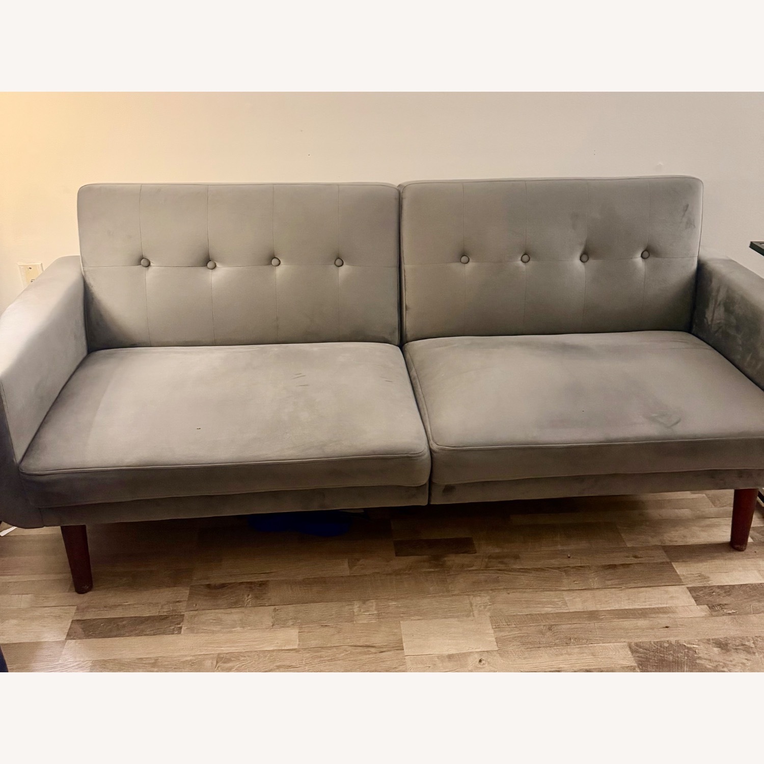 IKEA Light Gray Faux Leather Sleeper Sofa - image-3