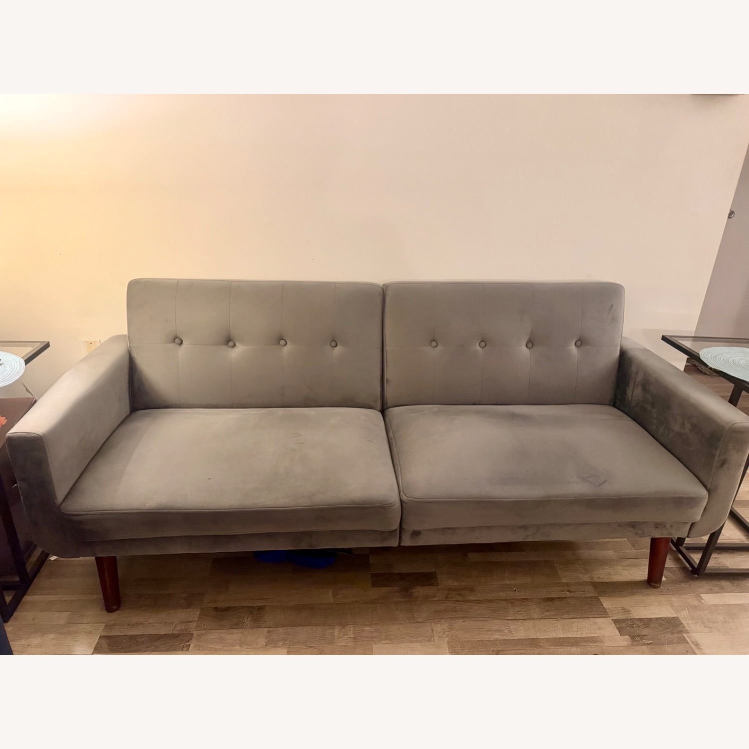 IKEA Light Gray Faux Leather Sleeper Sofa - image-2