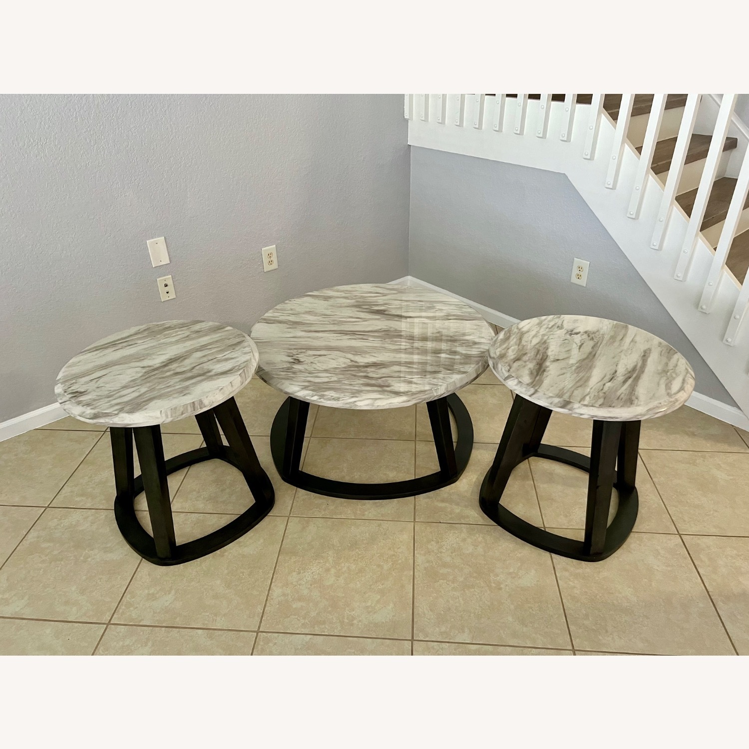 Faux Marble Laminated Coffee Table and End Tables - image-1