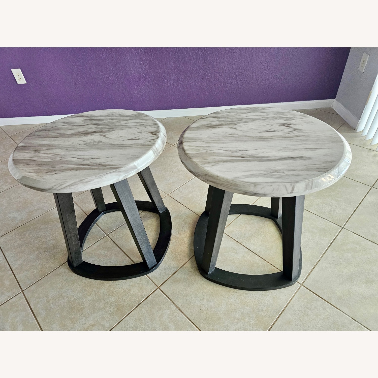 Faux Marble Laminated Coffee Table and End Tables - image-5