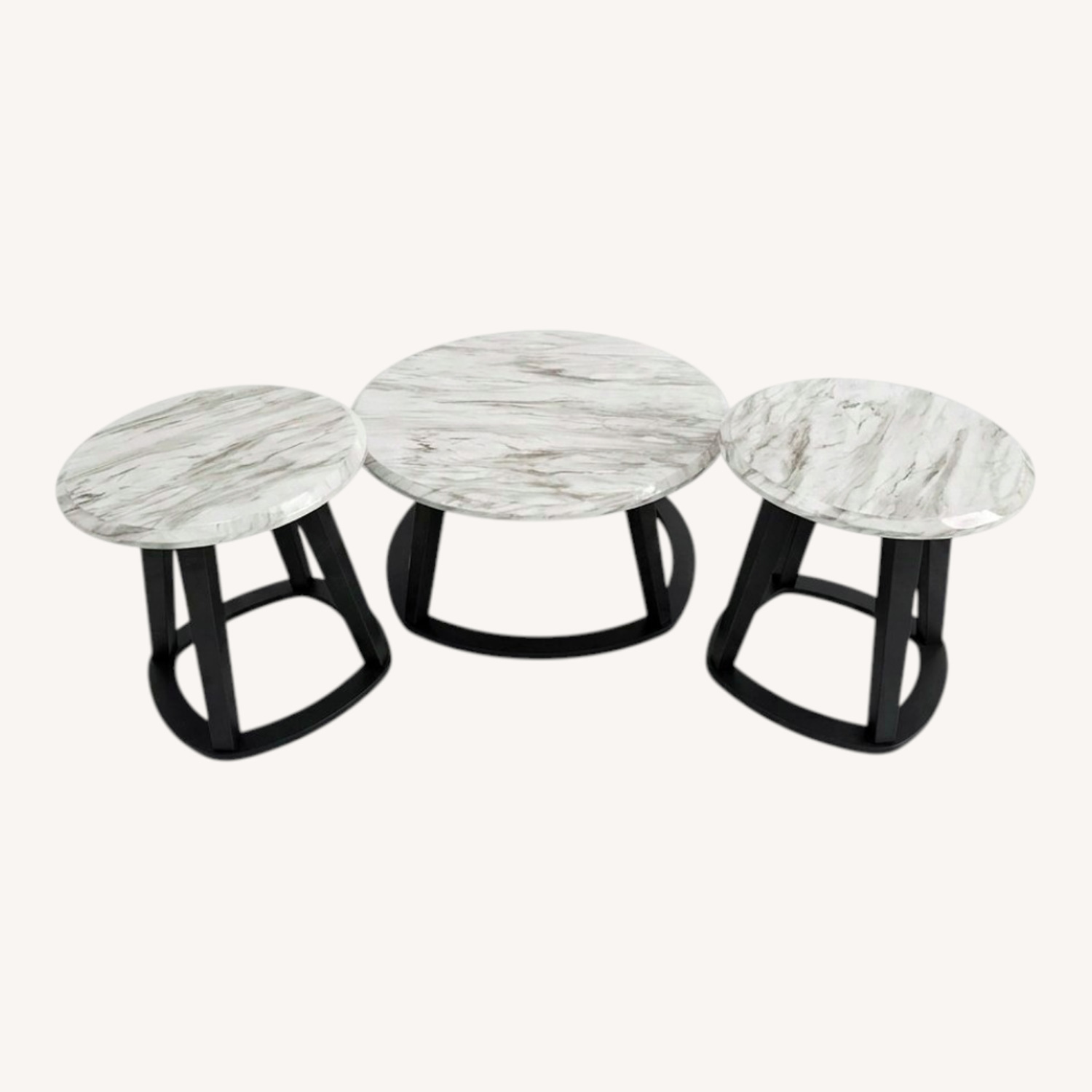 Faux Marble Laminated Coffee Table and End Tables - image-0