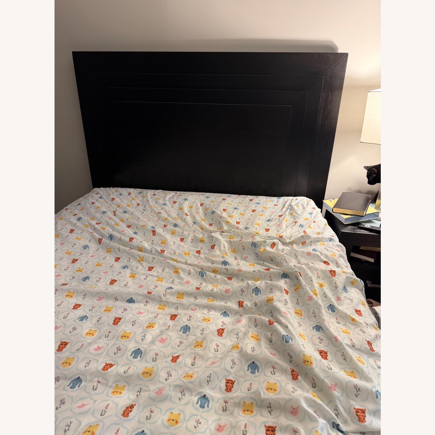 Dark Brown Wood Queen Bed - image-2