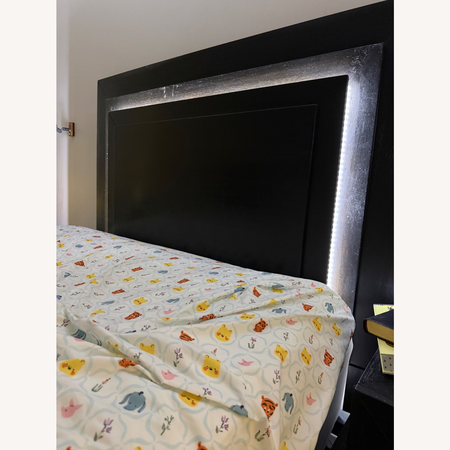 Dark Brown Wood Queen Bed - image-1
