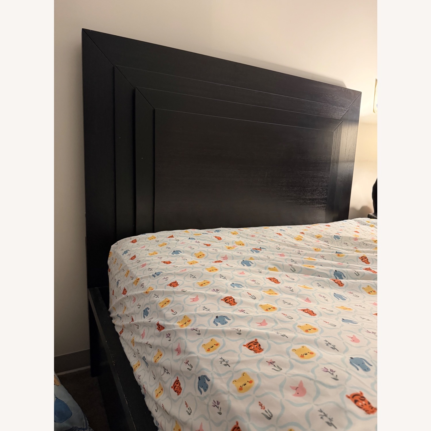 Dark Brown Wood Queen Bed - image-3