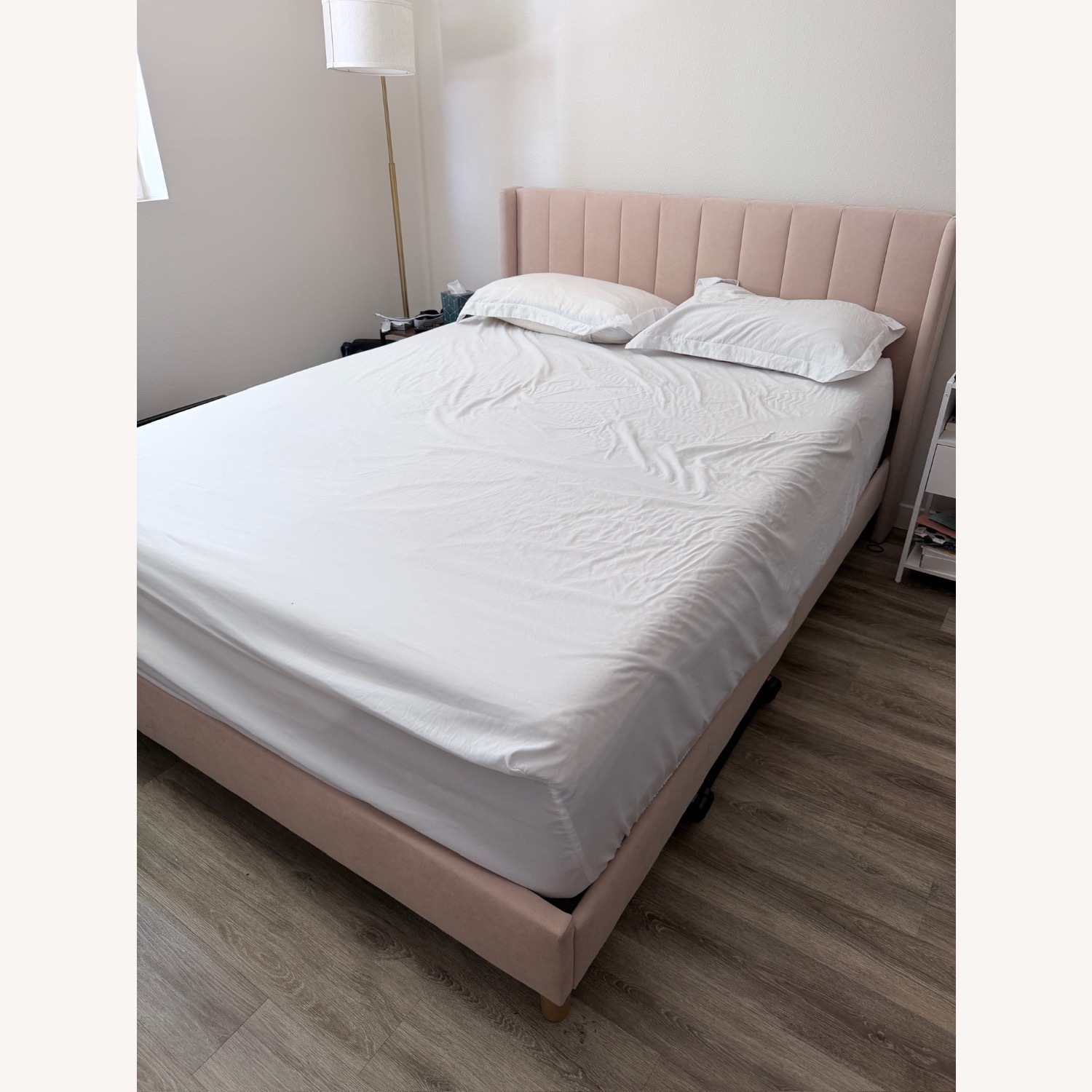 Pink Fabric Queen Bed - image-1