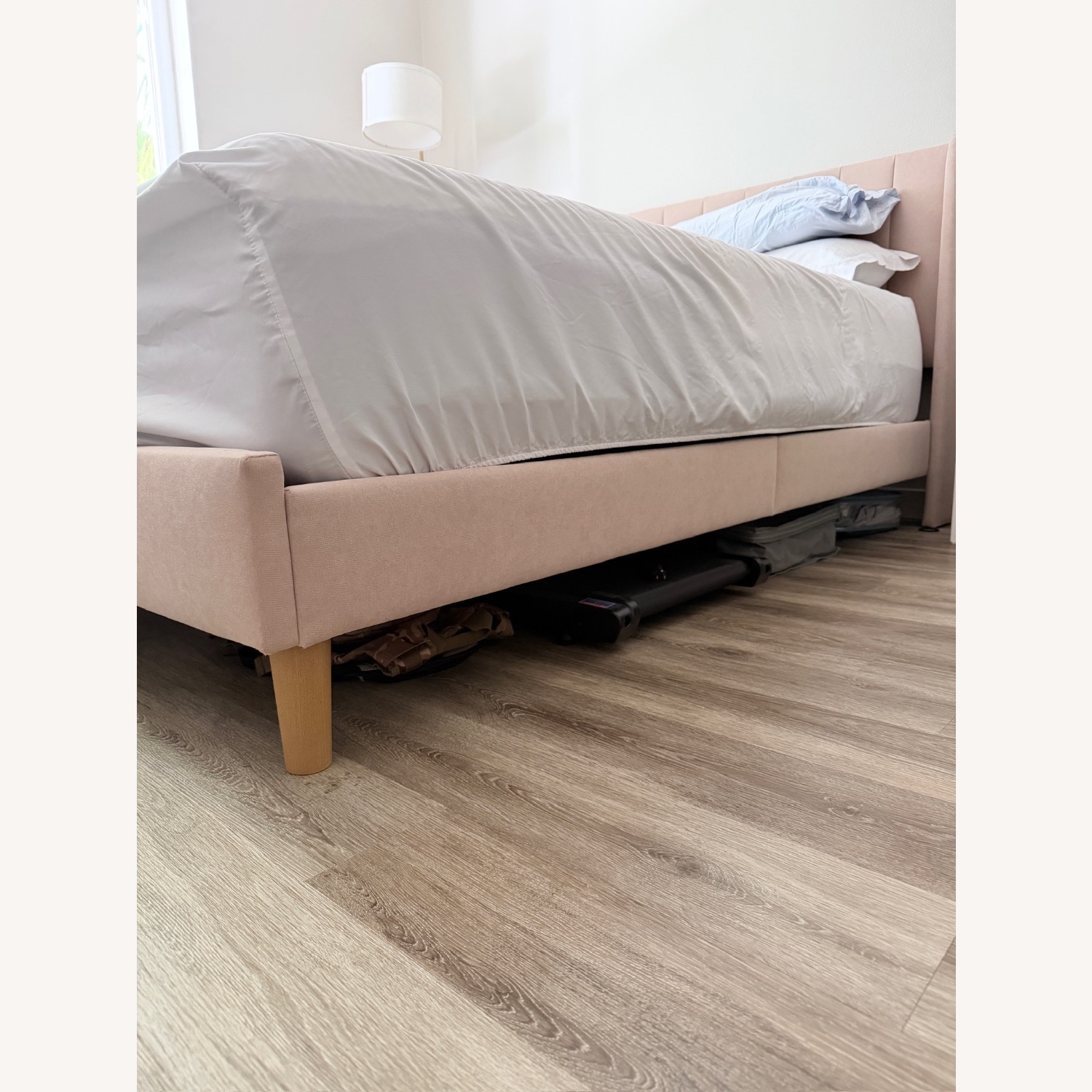 Pink Fabric Queen Bed - image-3