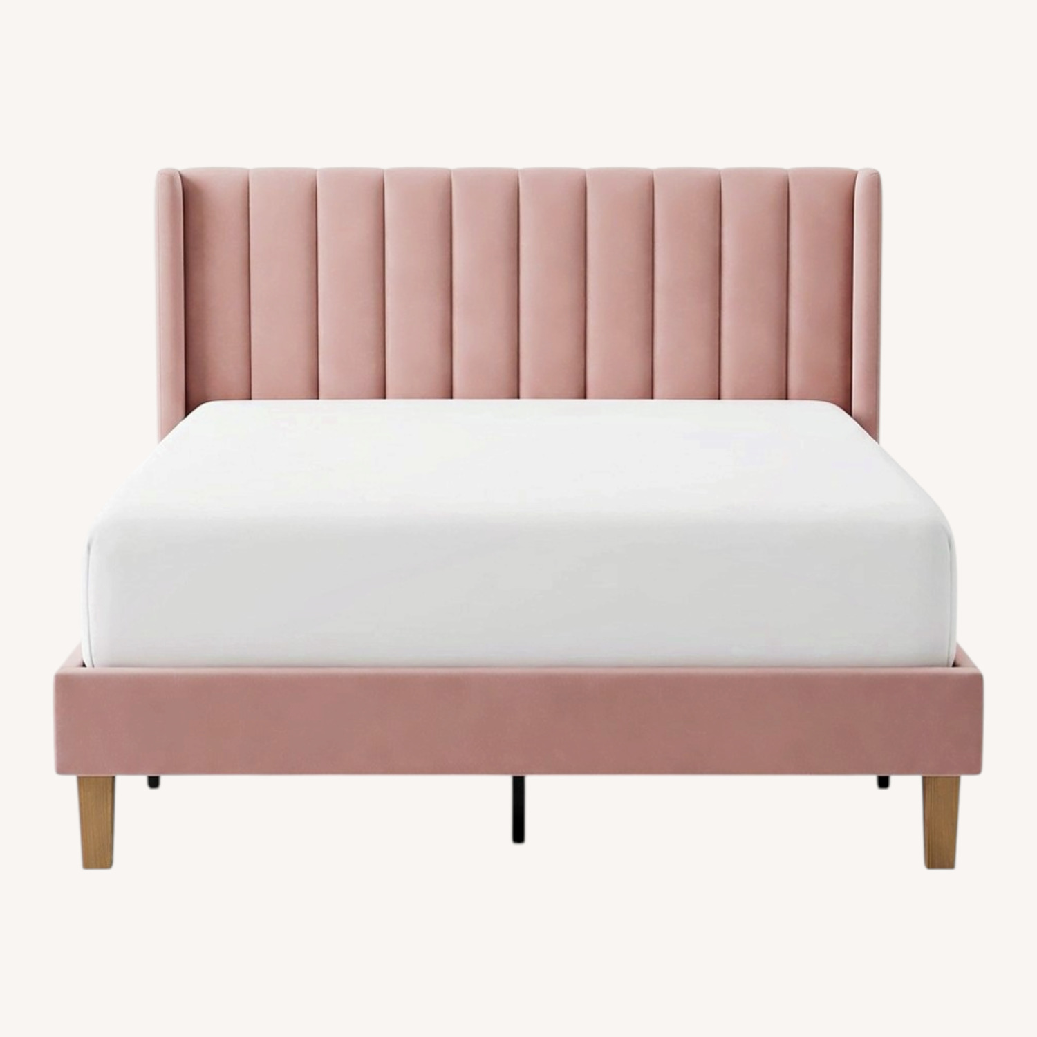 Pink Fabric Queen Bed - image-0