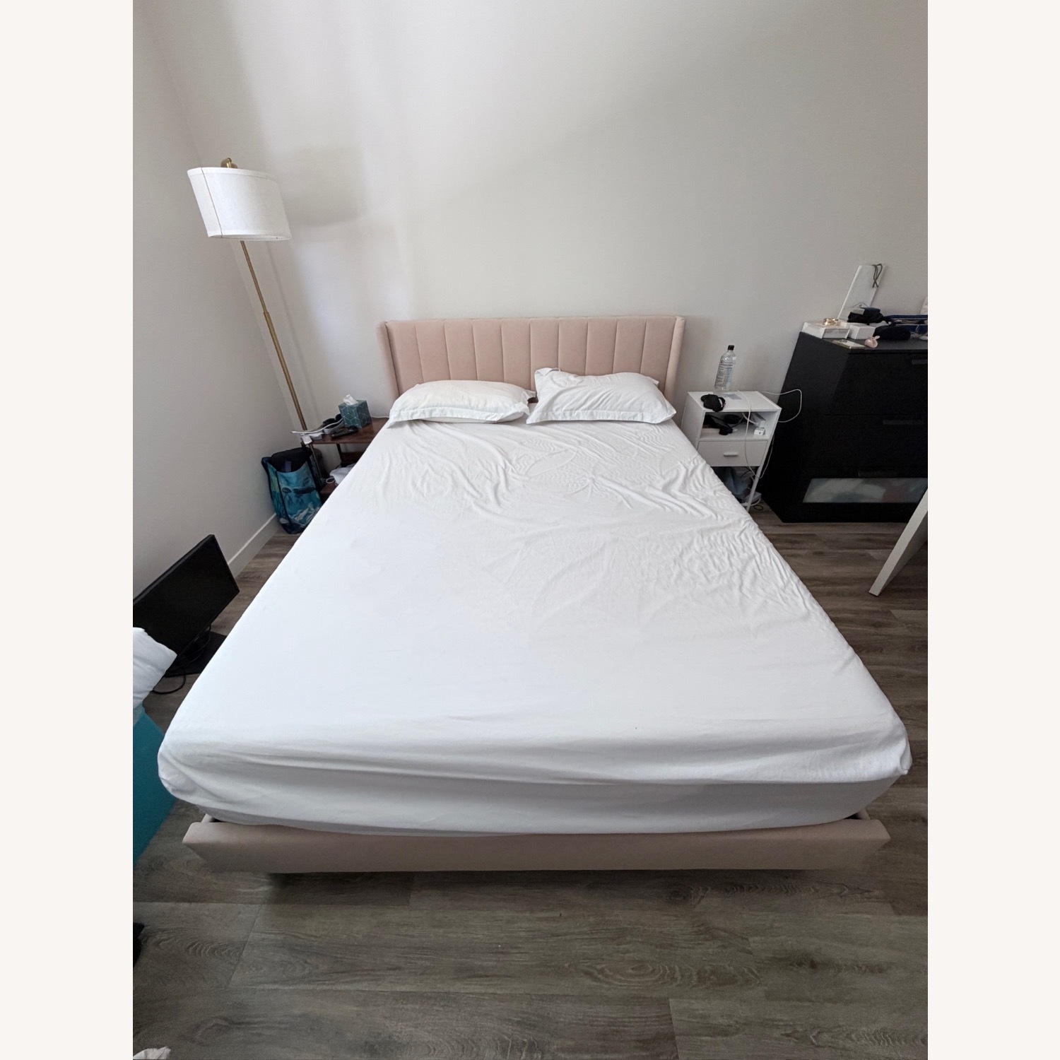 Pink Fabric Queen Bed - image-2