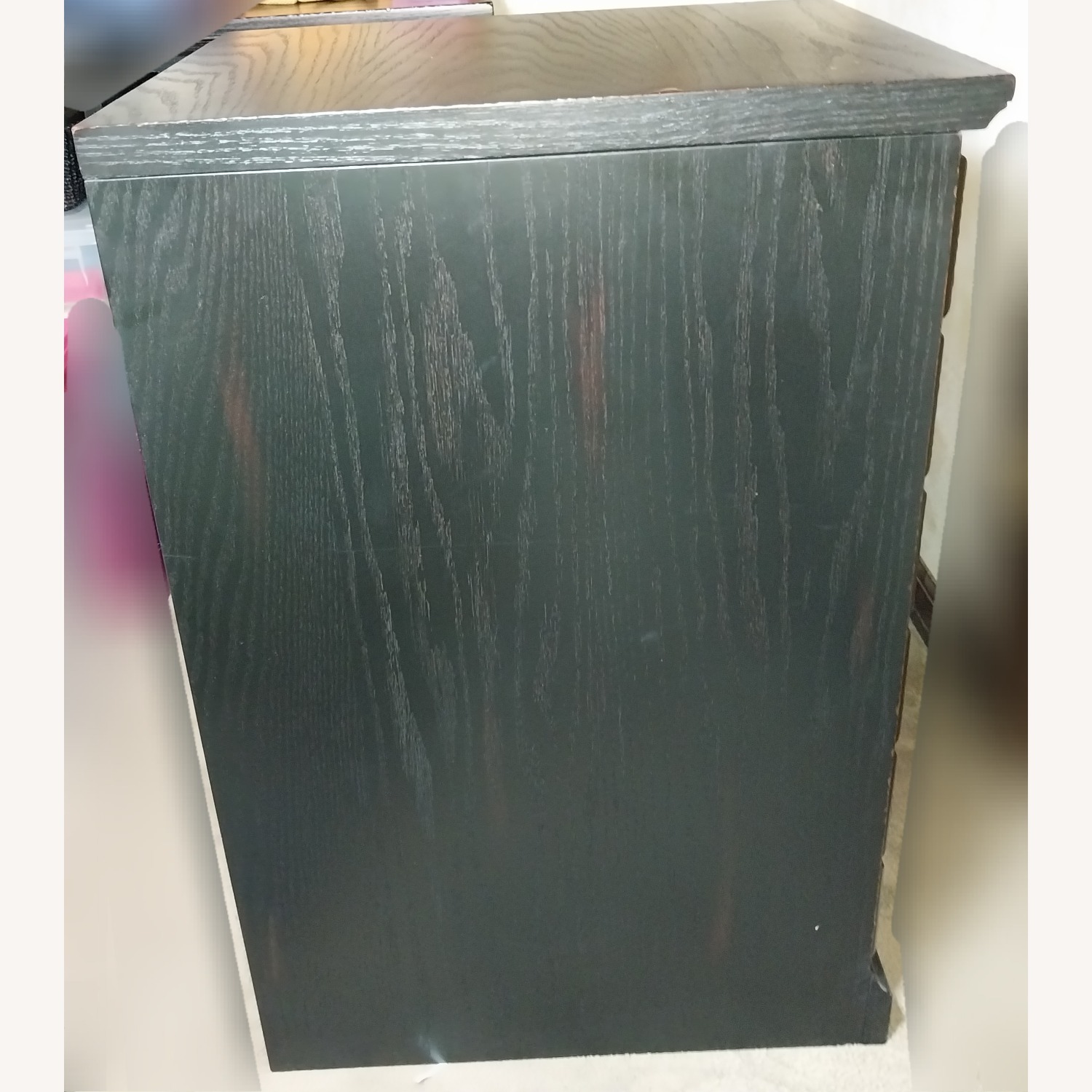 Pottery Barn Black Wood desk drawers cabinet - image-8