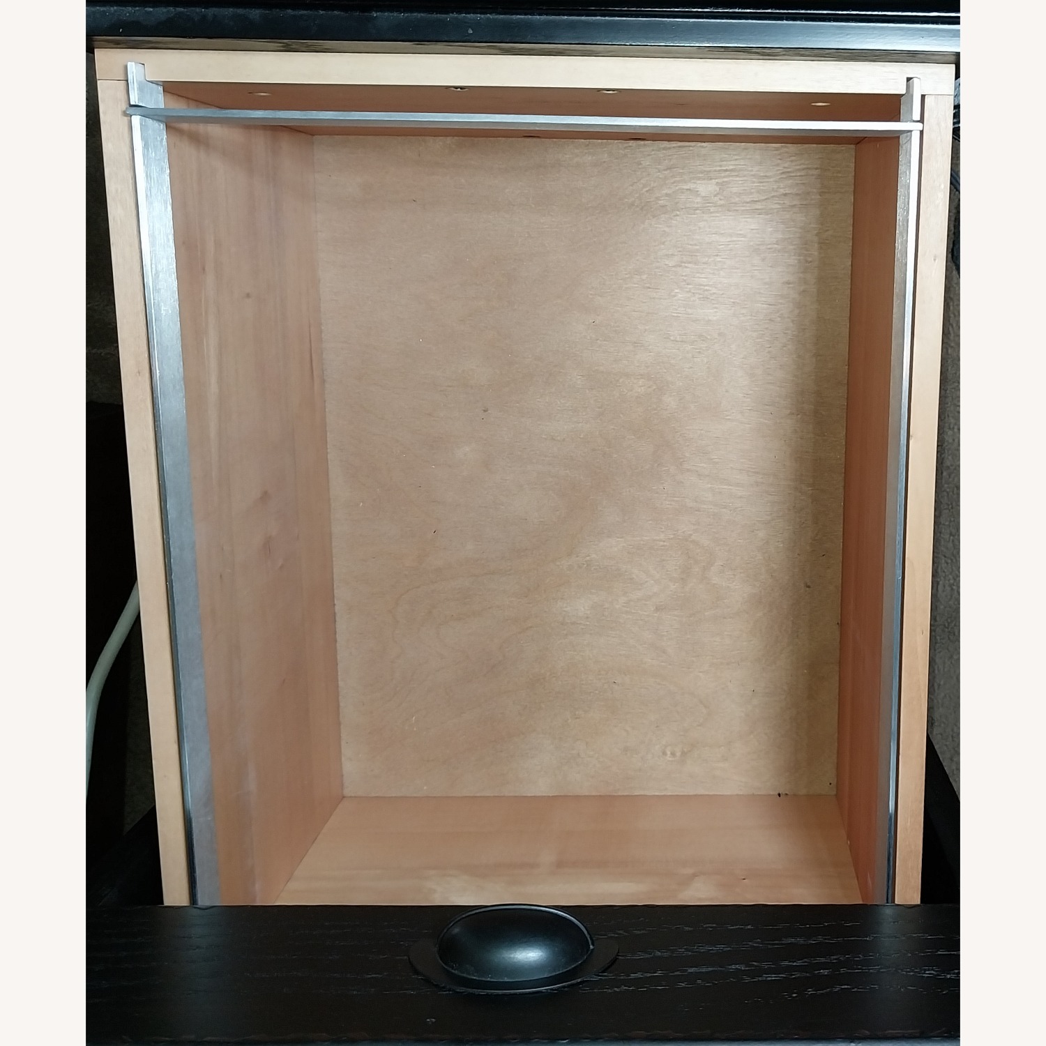 Pottery Barn Black Wood desk drawers cabinet - image-12