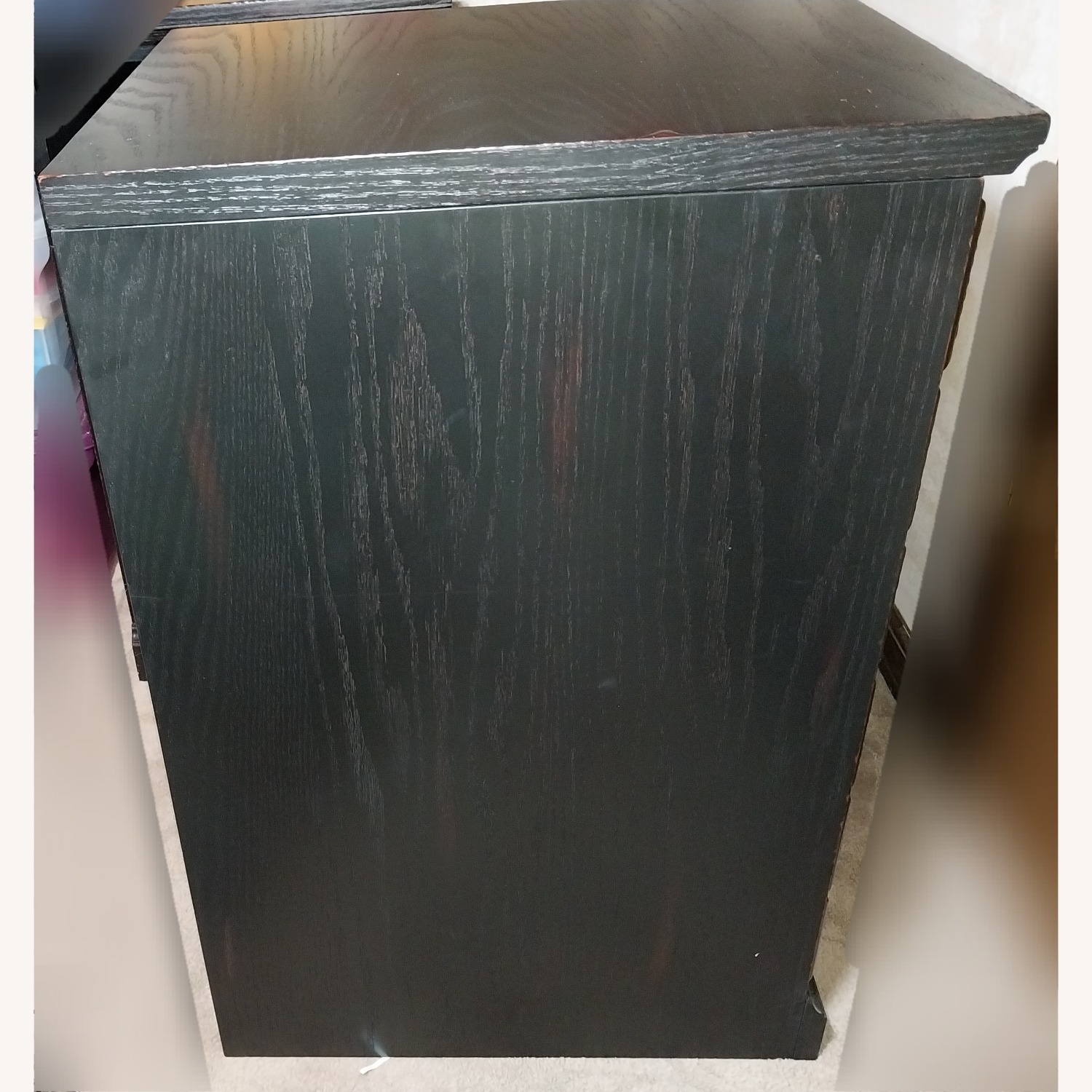 Pottery Barn Black Wood desk drawers cabinet - image-9