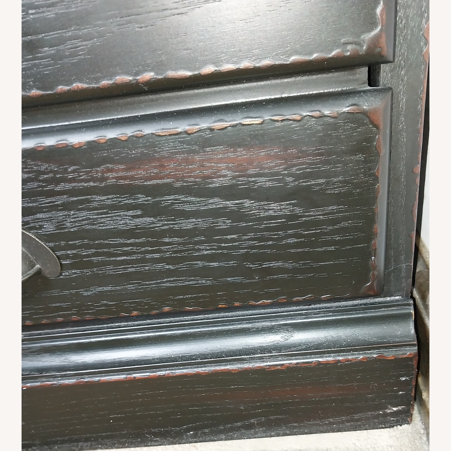 Pottery Barn Black Wood desk drawers cabinet - image-2