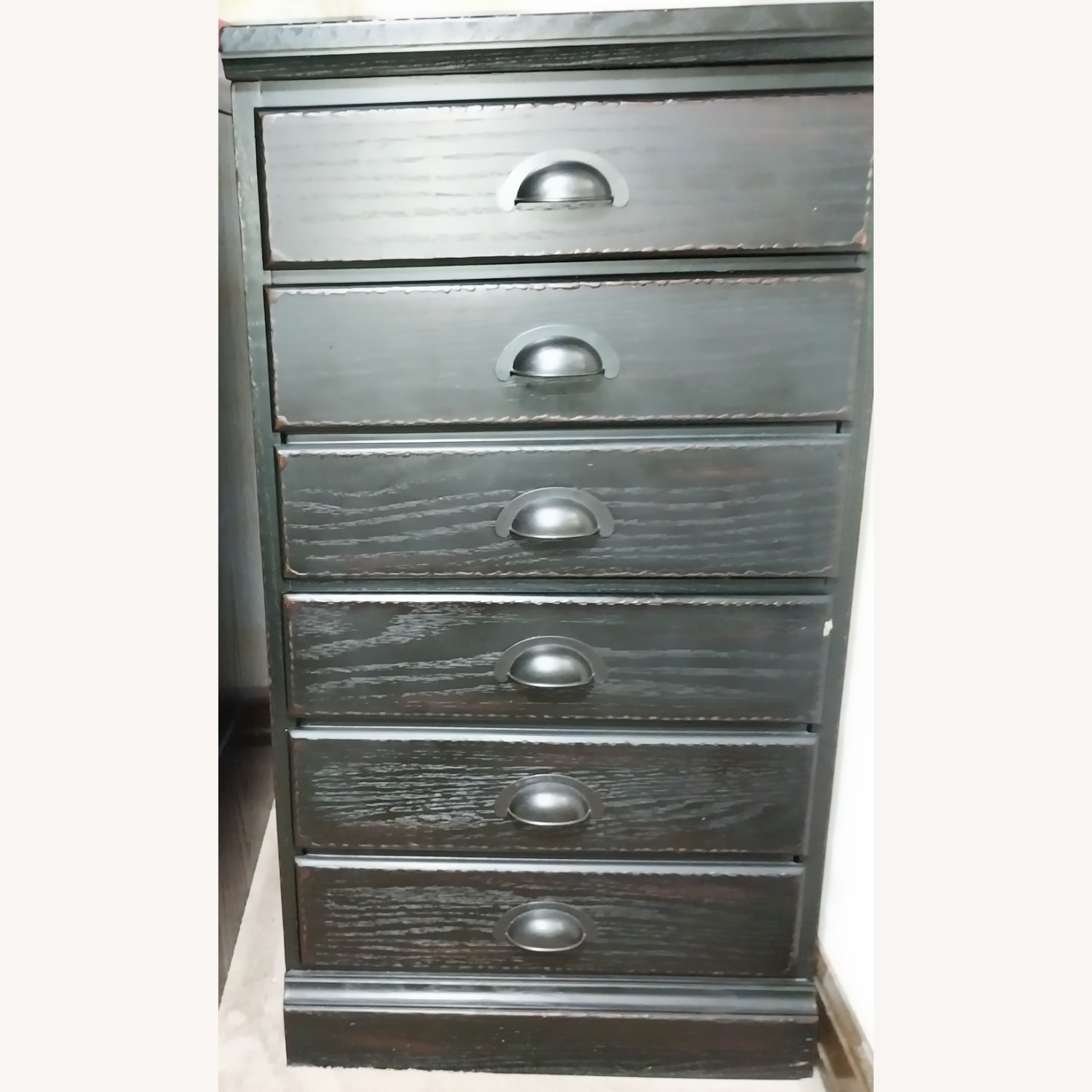 Pottery Barn Black Wood desk drawers cabinet - image-1