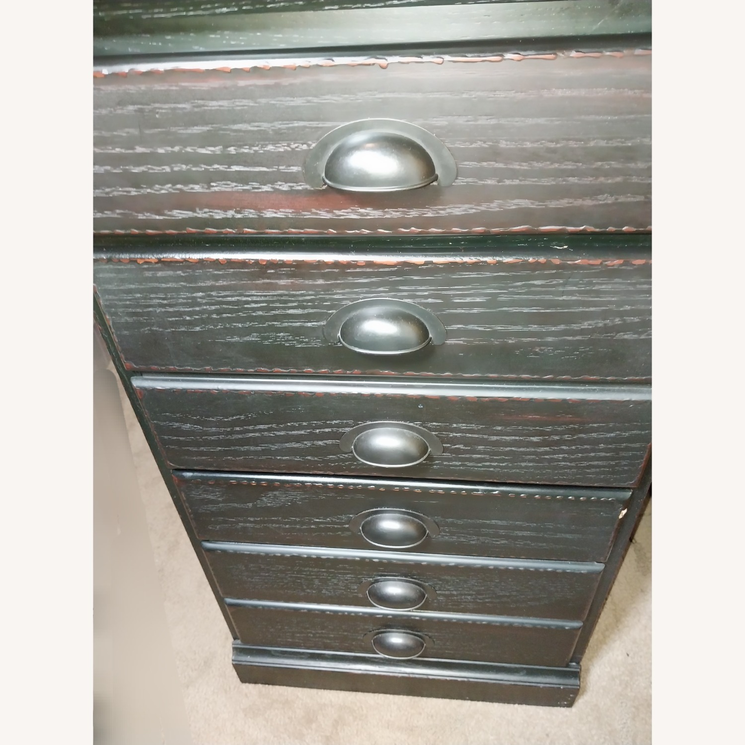 Pottery Barn Black Wood desk drawers cabinet - image-10