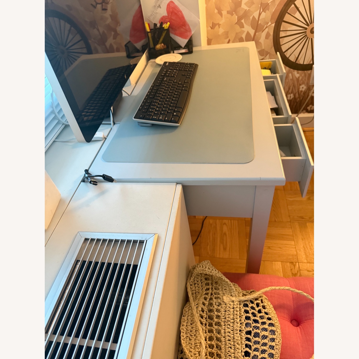 KidKraft Kids Desk With 3 Drawers Blue Wood Desk - image-4
