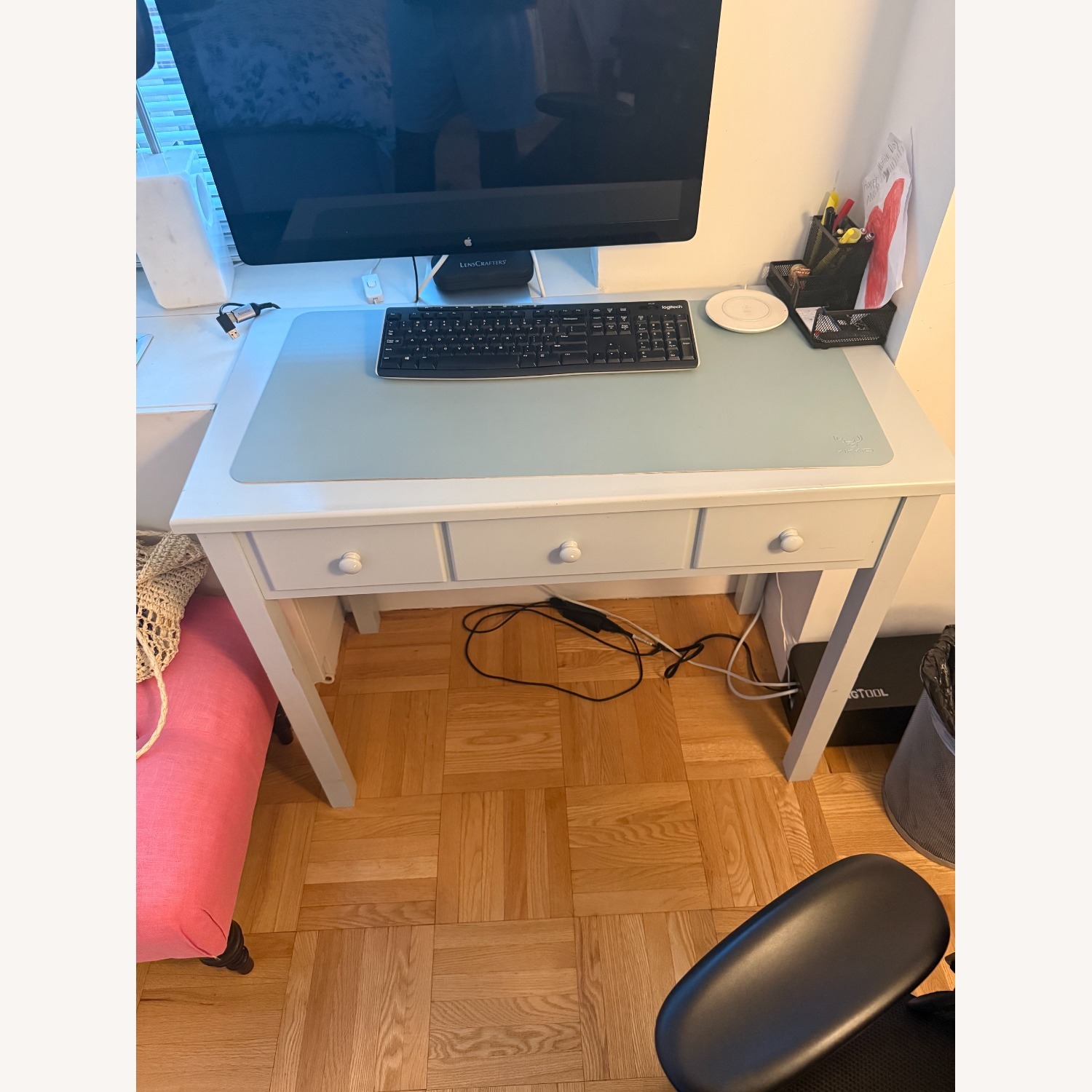 KidKraft Kids Desk With 3 Drawers Blue Wood Desk - image-3