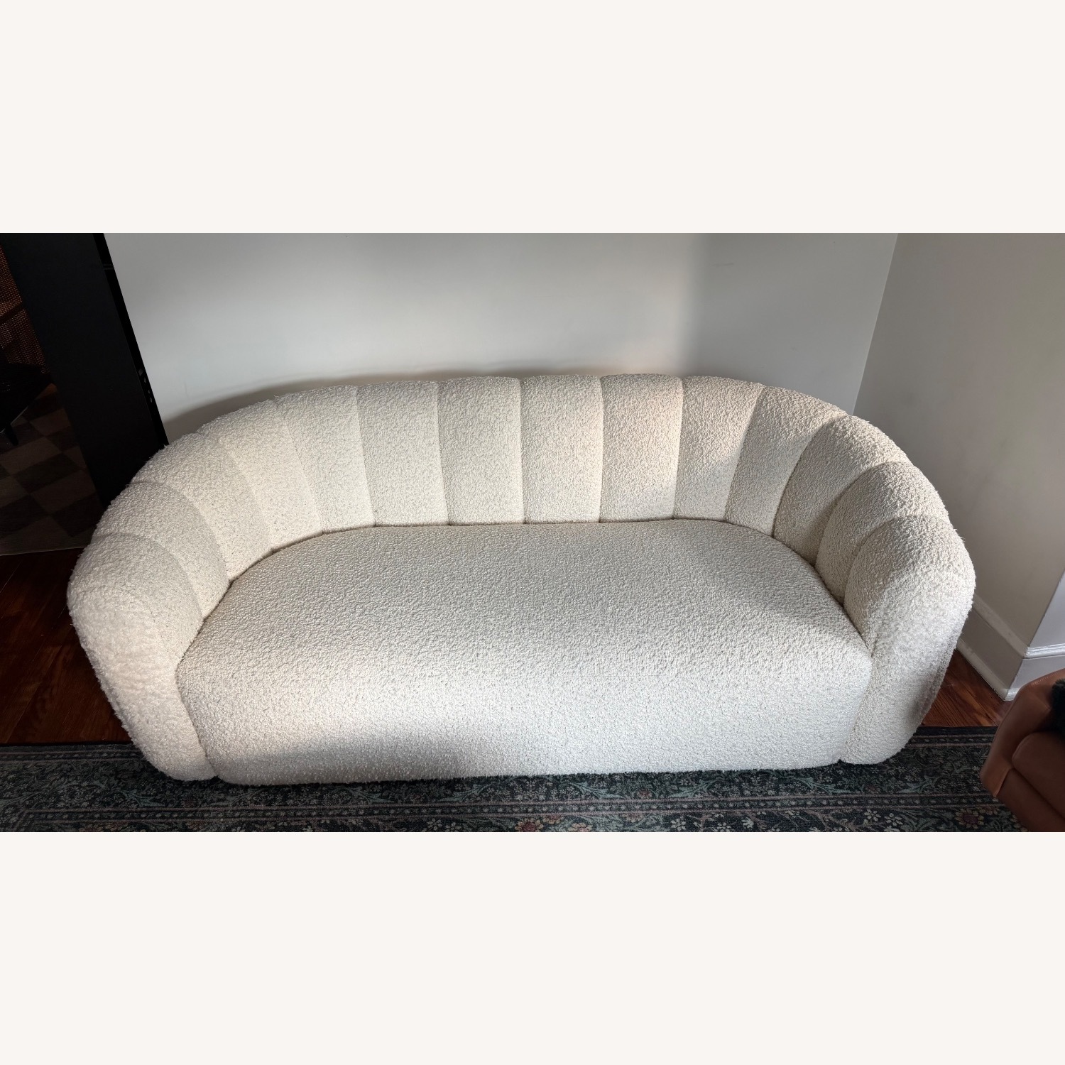 CB2 Channeled Boucle Loveseat Sofa - image-1