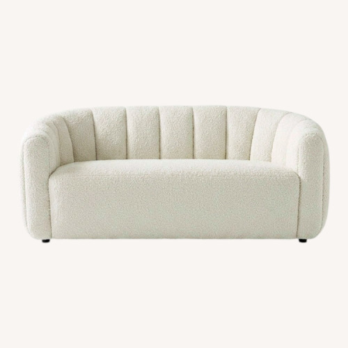 Used CB2 Channeled Boucle Loveseat Sofa for sale on AptDeco