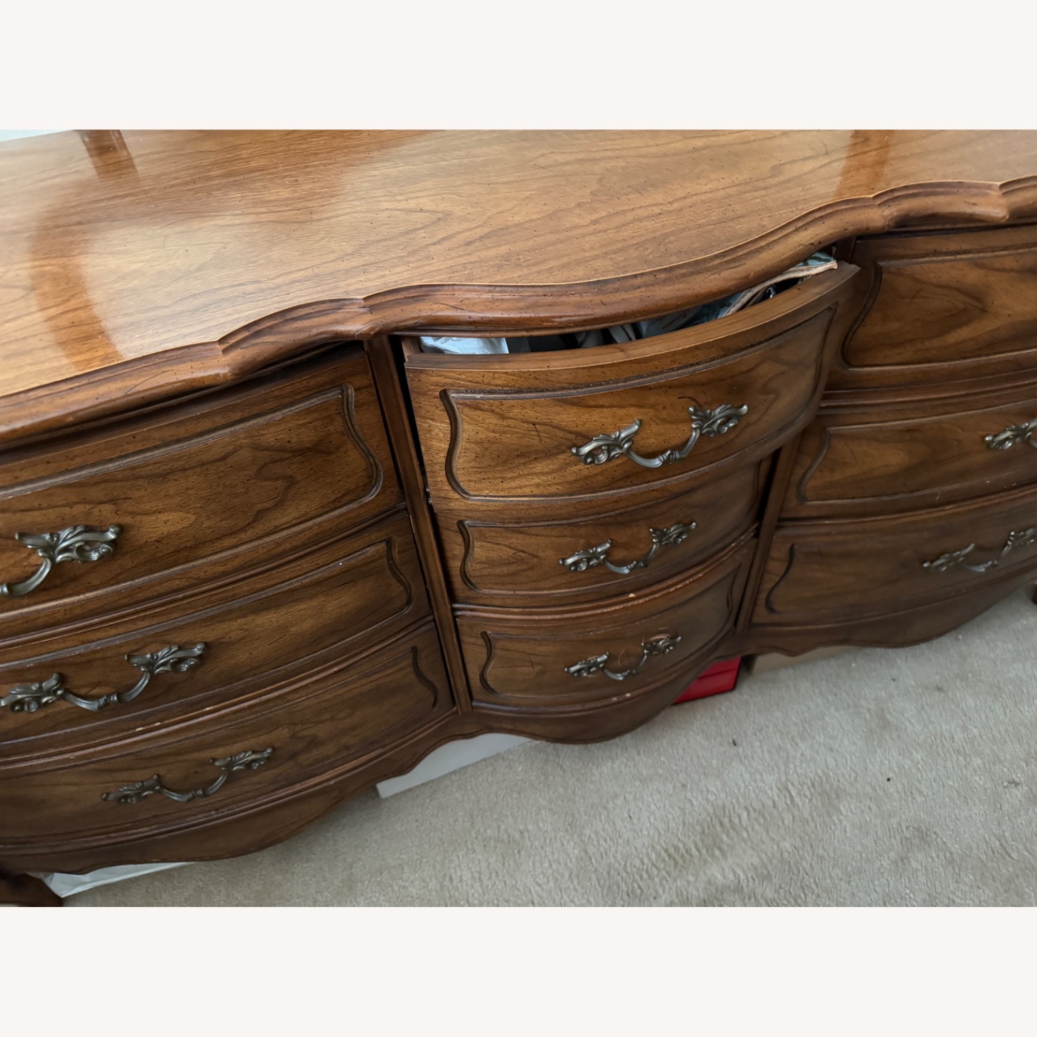 Antique Dark Brown Wood Dresser - image-3
