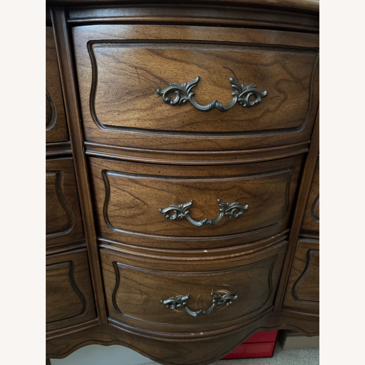 Antique Dark Brown Wood Dresser - image-2
