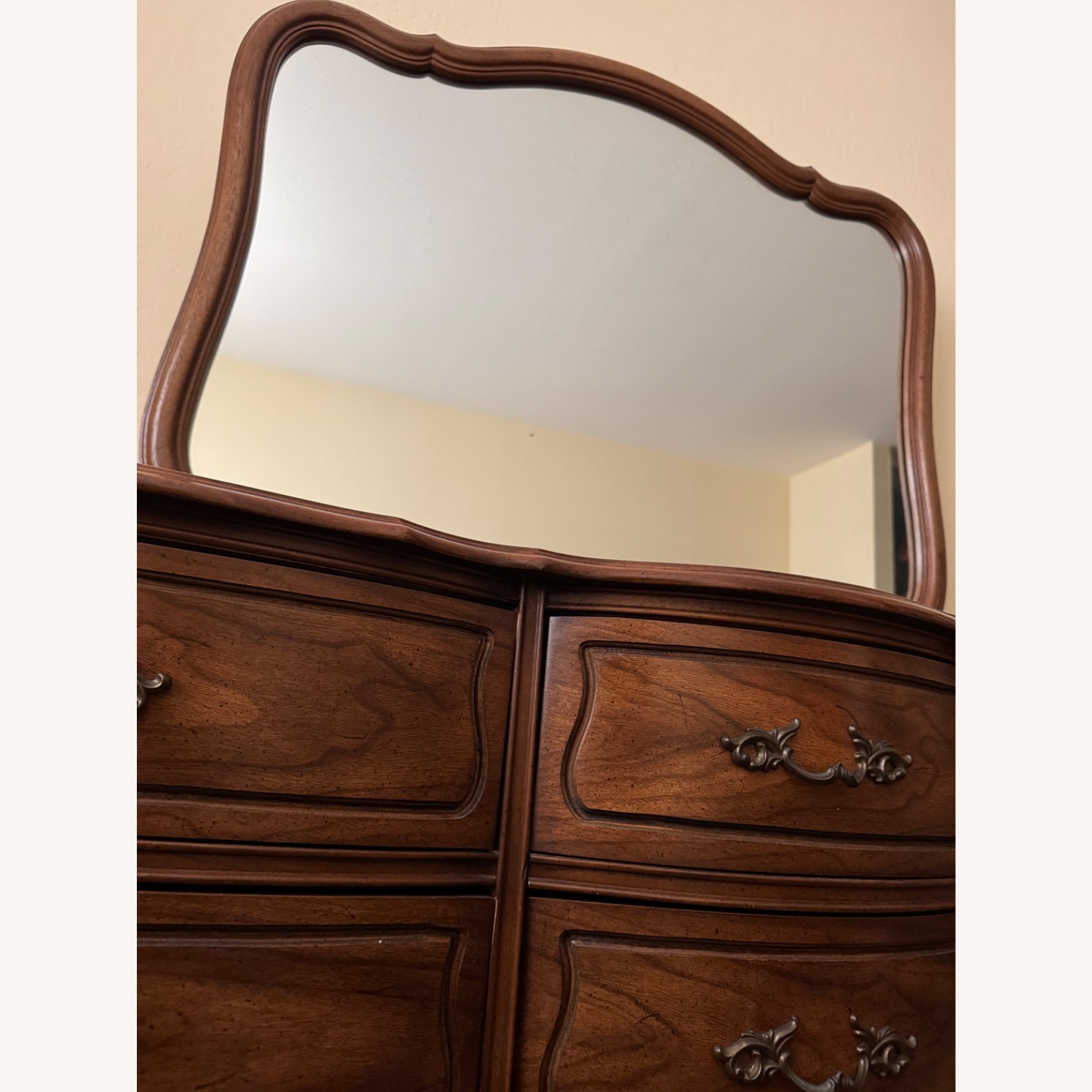 Antique Dark Brown Wood Dresser - image-4