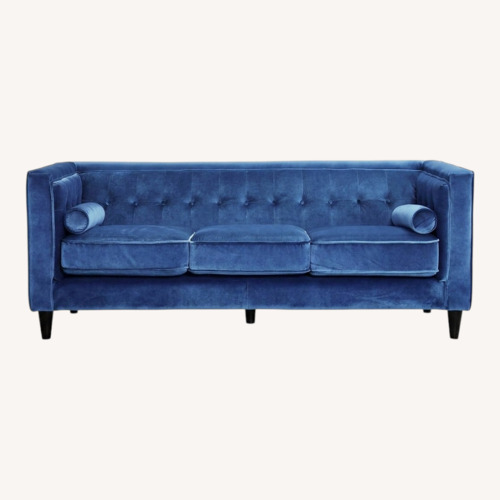 Used Jennifer Taylor Tuxedo Blue Velvet 2 Seater Sofa for sale on AptDeco