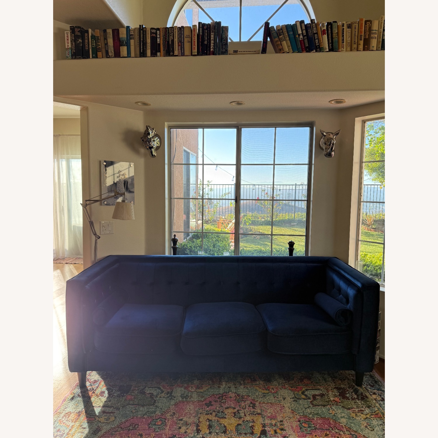 Jennifer Taylor Tuxedo Blue Velvet 2 Seater Sofa - image-3