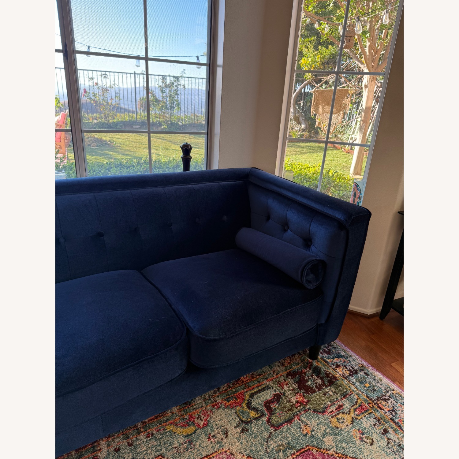 Jennifer Taylor Tuxedo Blue Velvet 2 Seater Sofa - image-2