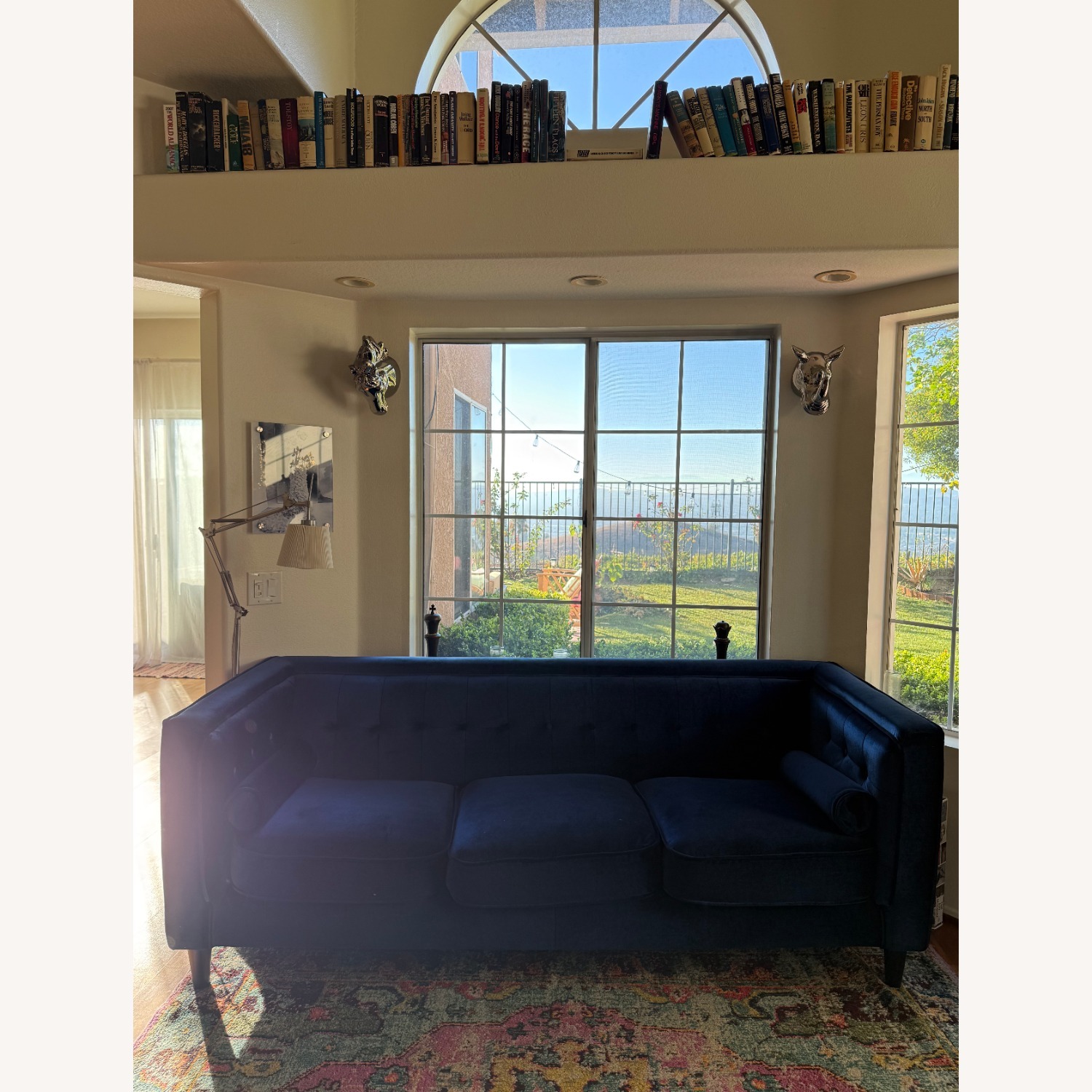 Jennifer Taylor Tuxedo Blue Velvet 2 Seater Sofa - image-4