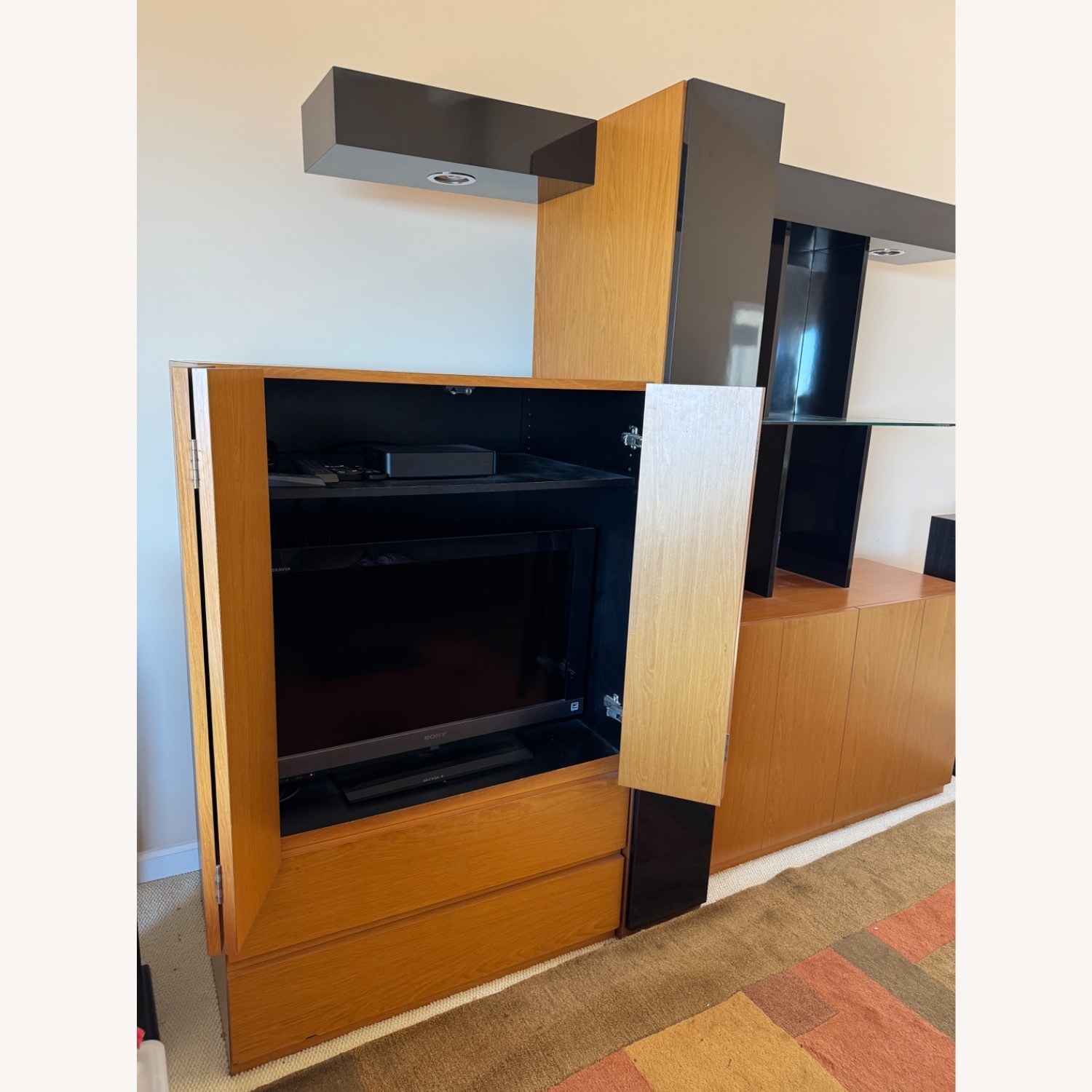 Dark Brown Wood Media Storage - image-4