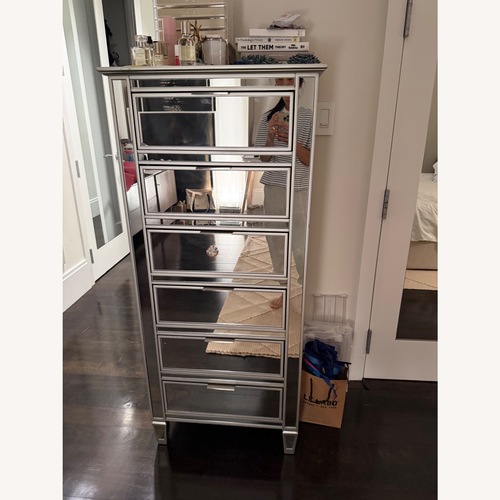 Used Pottery Barn Park 6-Drawer Mirrored Chest for sale on AptDeco