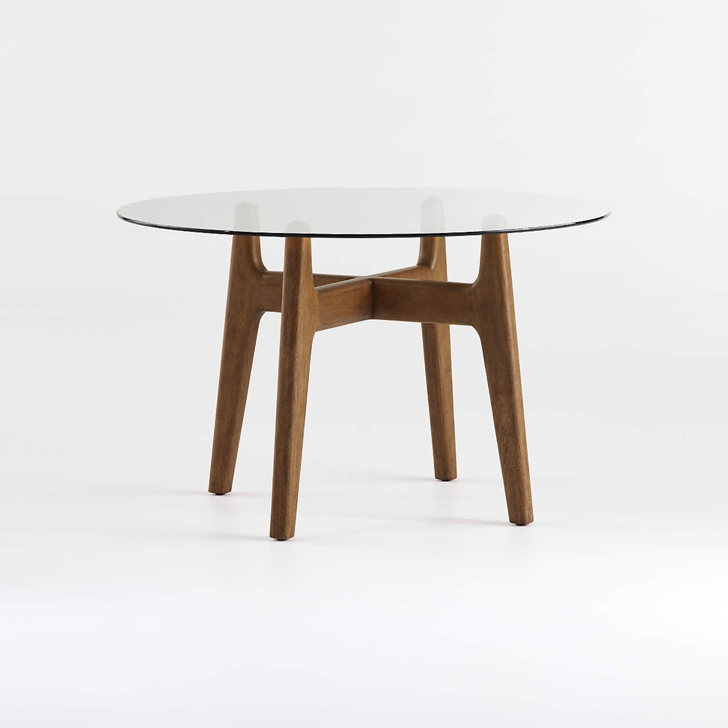 Crate & Barrel Tate MCM Glass Top Walnut Accent Table - image-4