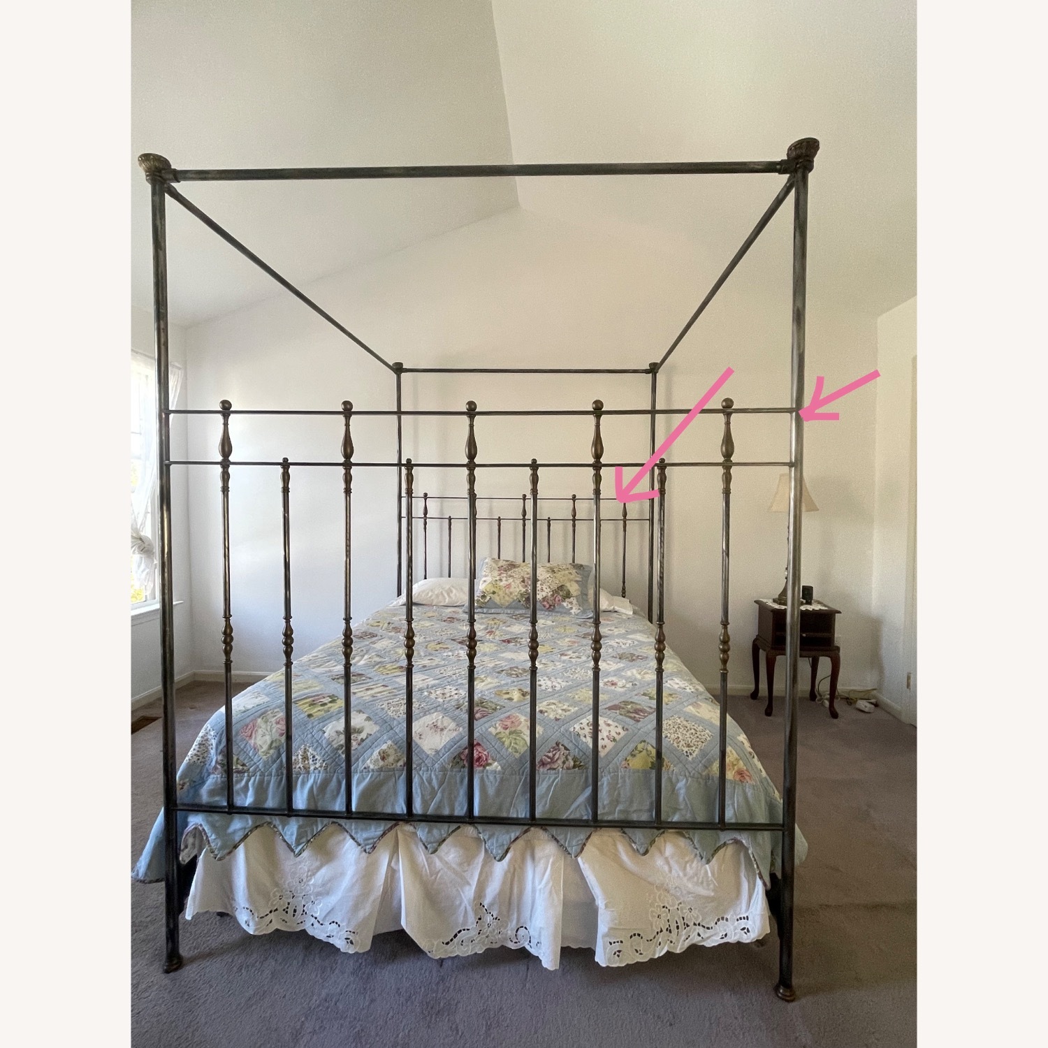 Vintage/Antique Finds Queen Iron/Brass Canopy Bed - image-7
