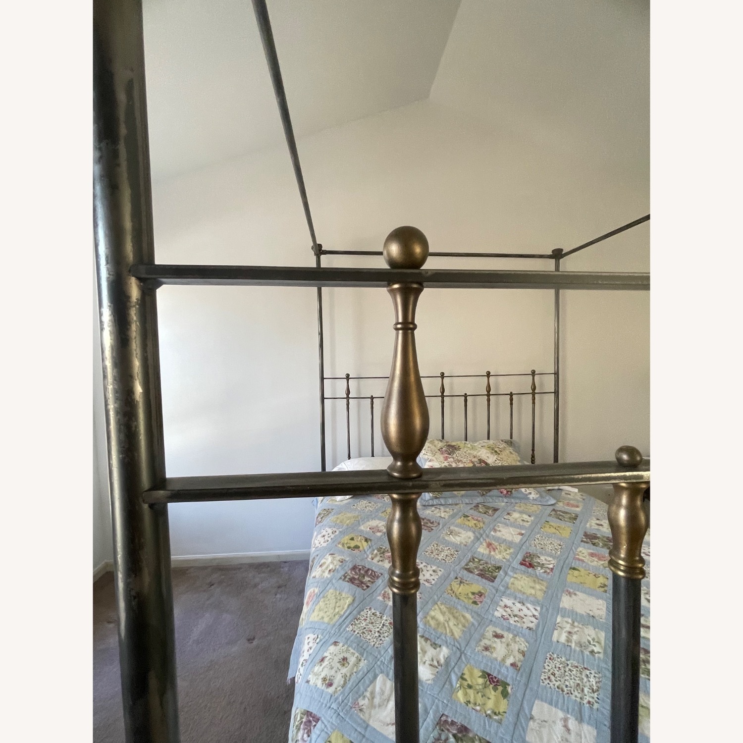 Vintage/Antique Finds Queen Iron/Brass Canopy Bed - image-2