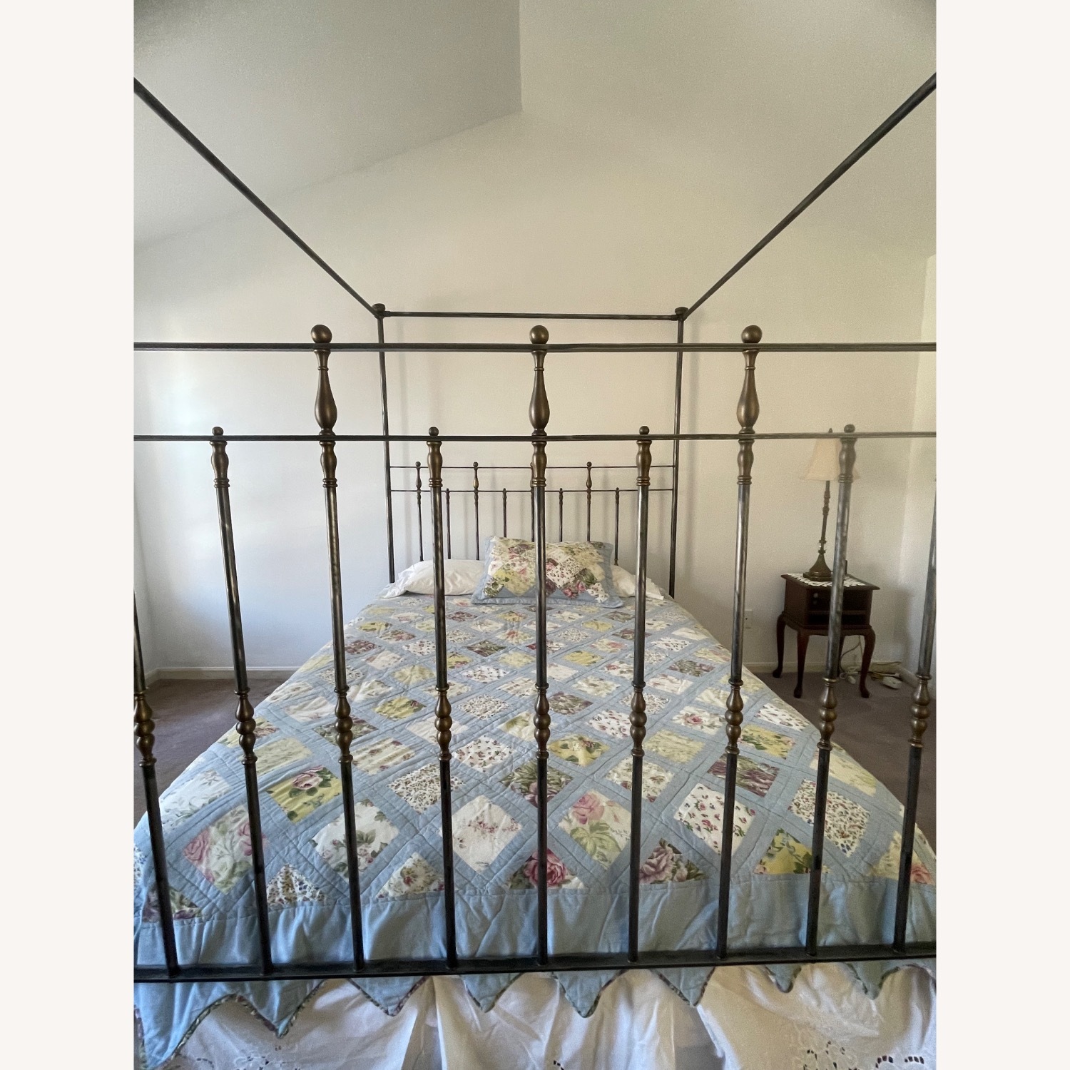 Vintage/Antique Finds Queen Iron/Brass Canopy Bed - image-1