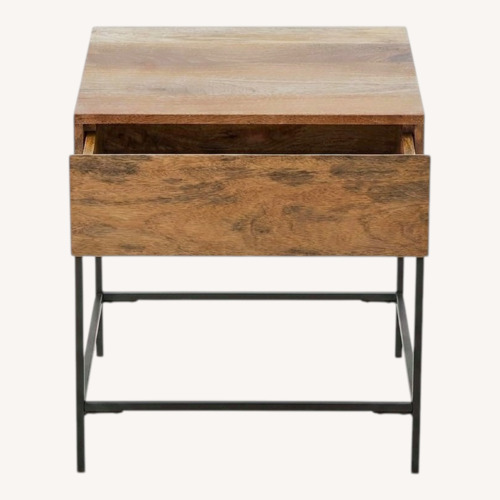 Used West Elm Industrial Light Brown Wood Side Table for sale on AptDeco