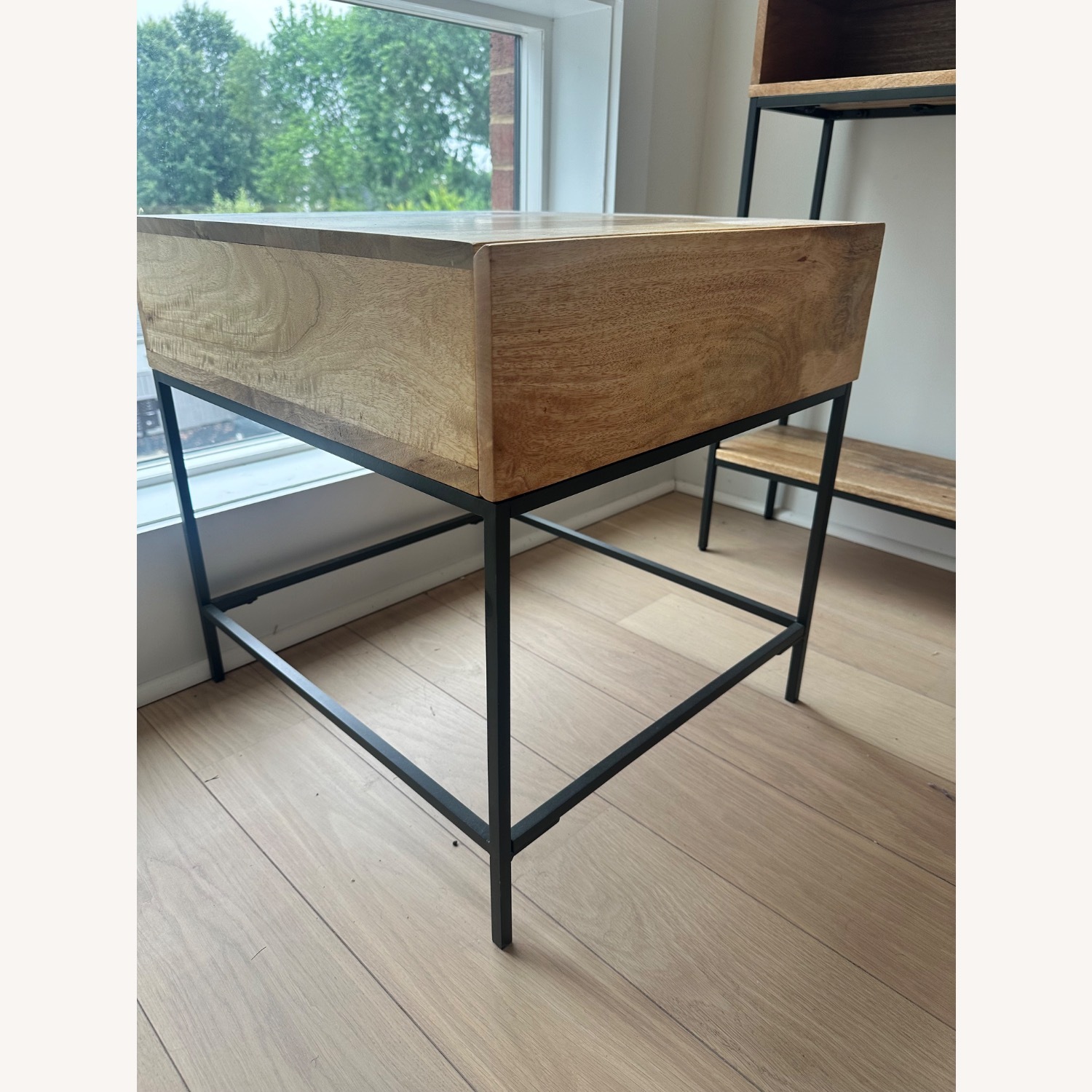 West Elm Industrial Light Brown Wood Side Table - image-2