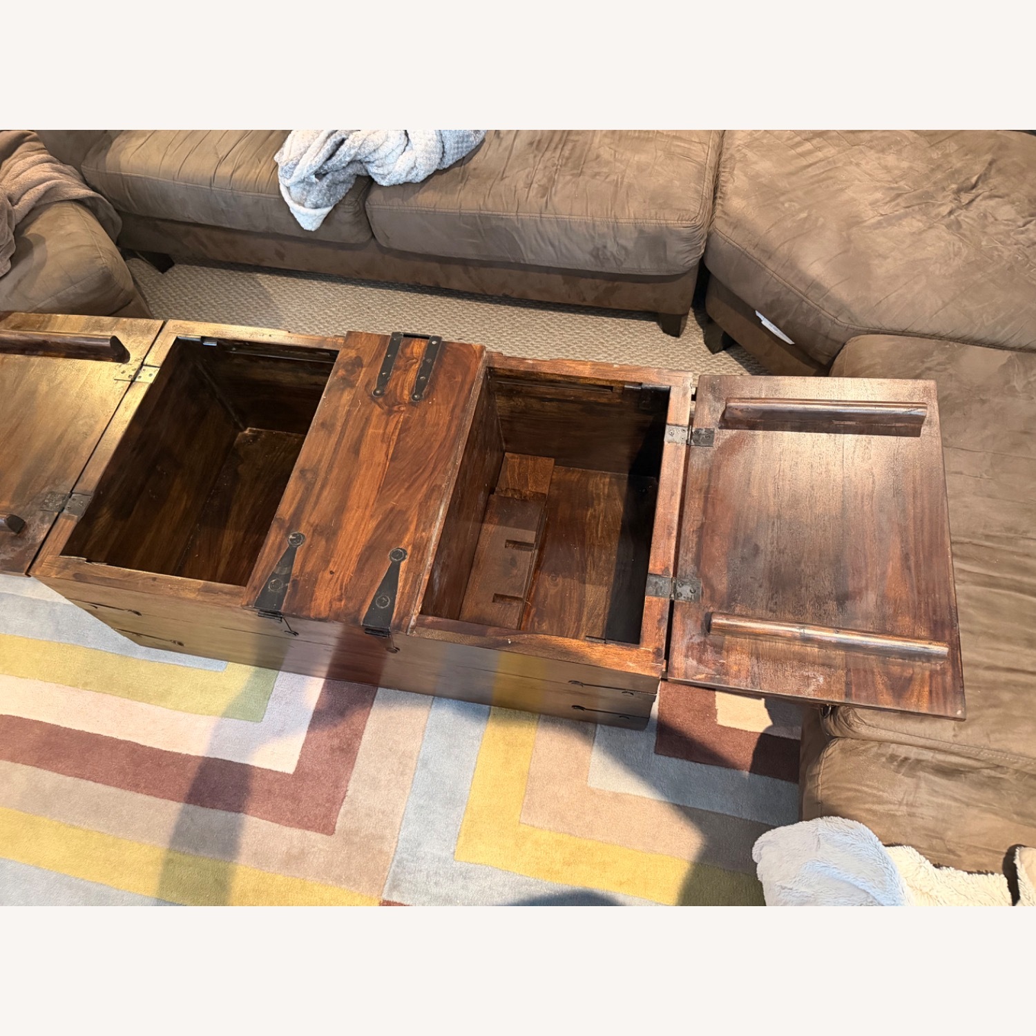 Crate & Barrel Taka Dark Brown Wood Chest - image-4