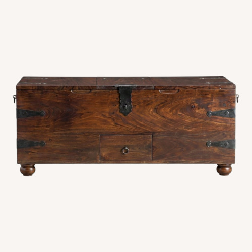 Used Crate & Barrel Taka Dark Brown Wood Chest for sale on AptDeco